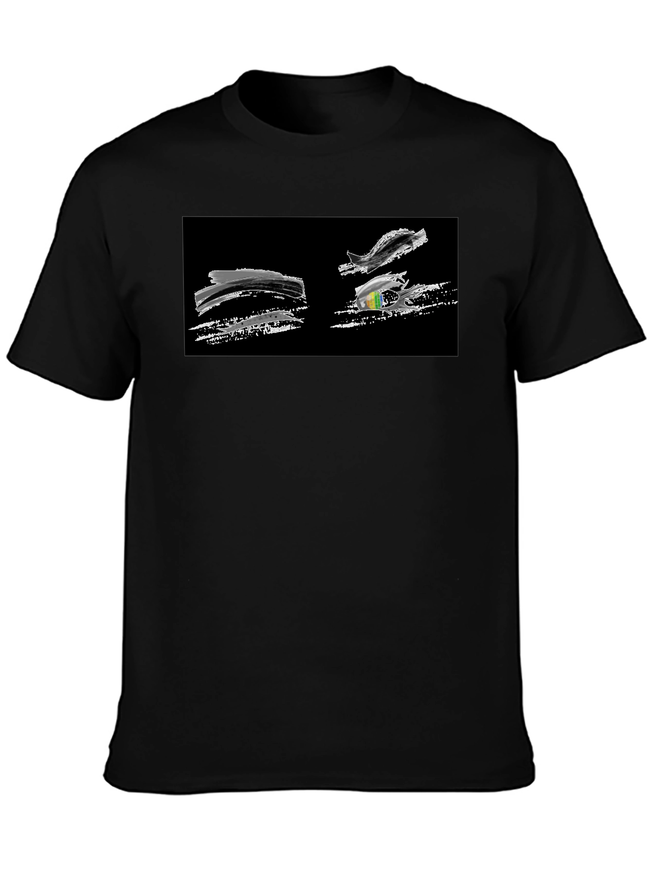 Abstract Brushstroke Graphic Black T-Shirt