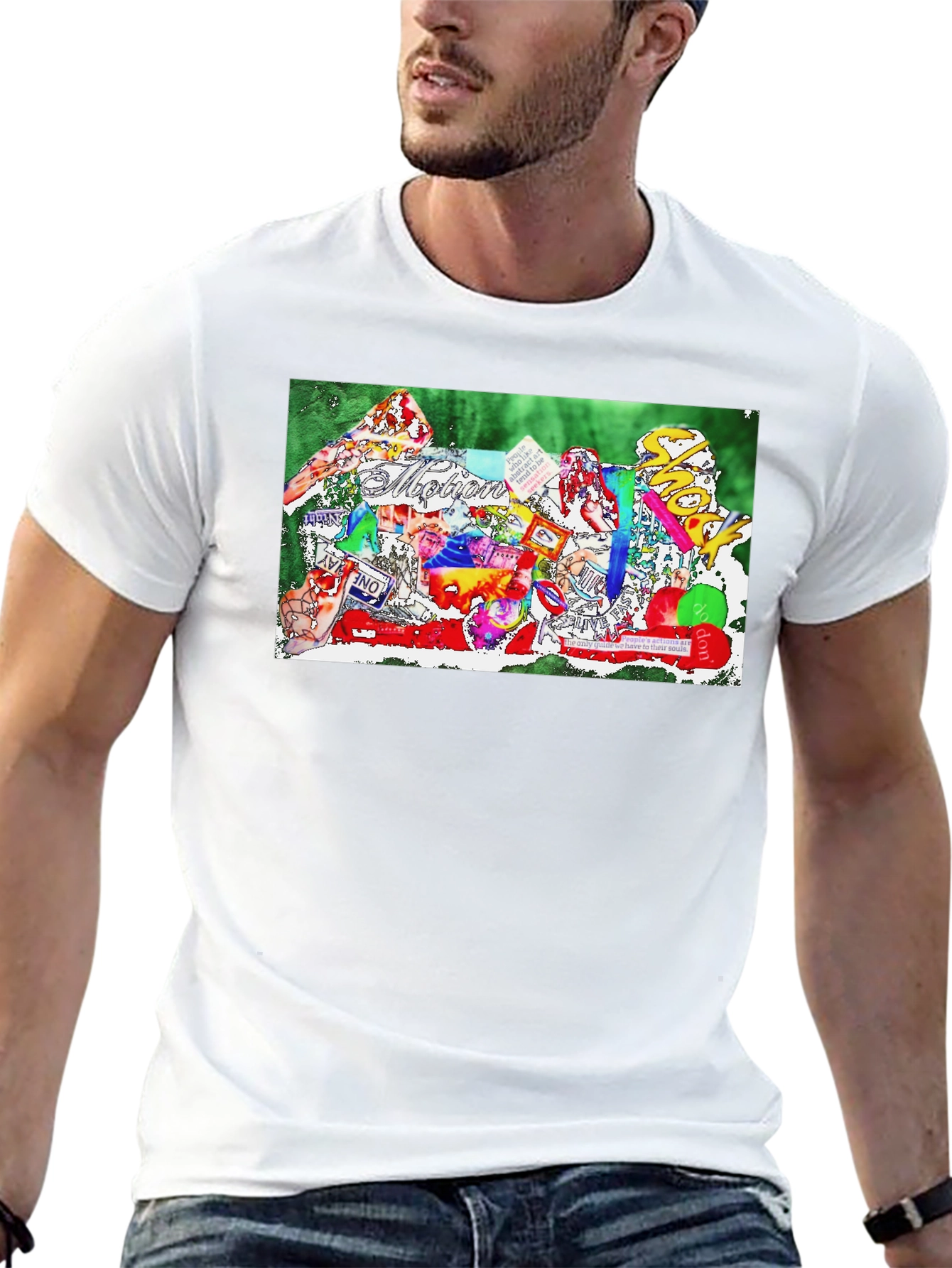 Artistic Collage Print Black T-Shirt