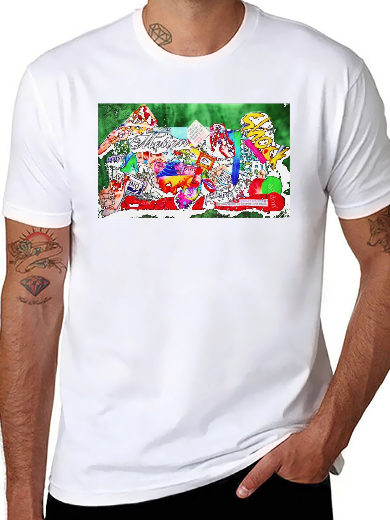 Artistic Collage Print Black T-Shirt