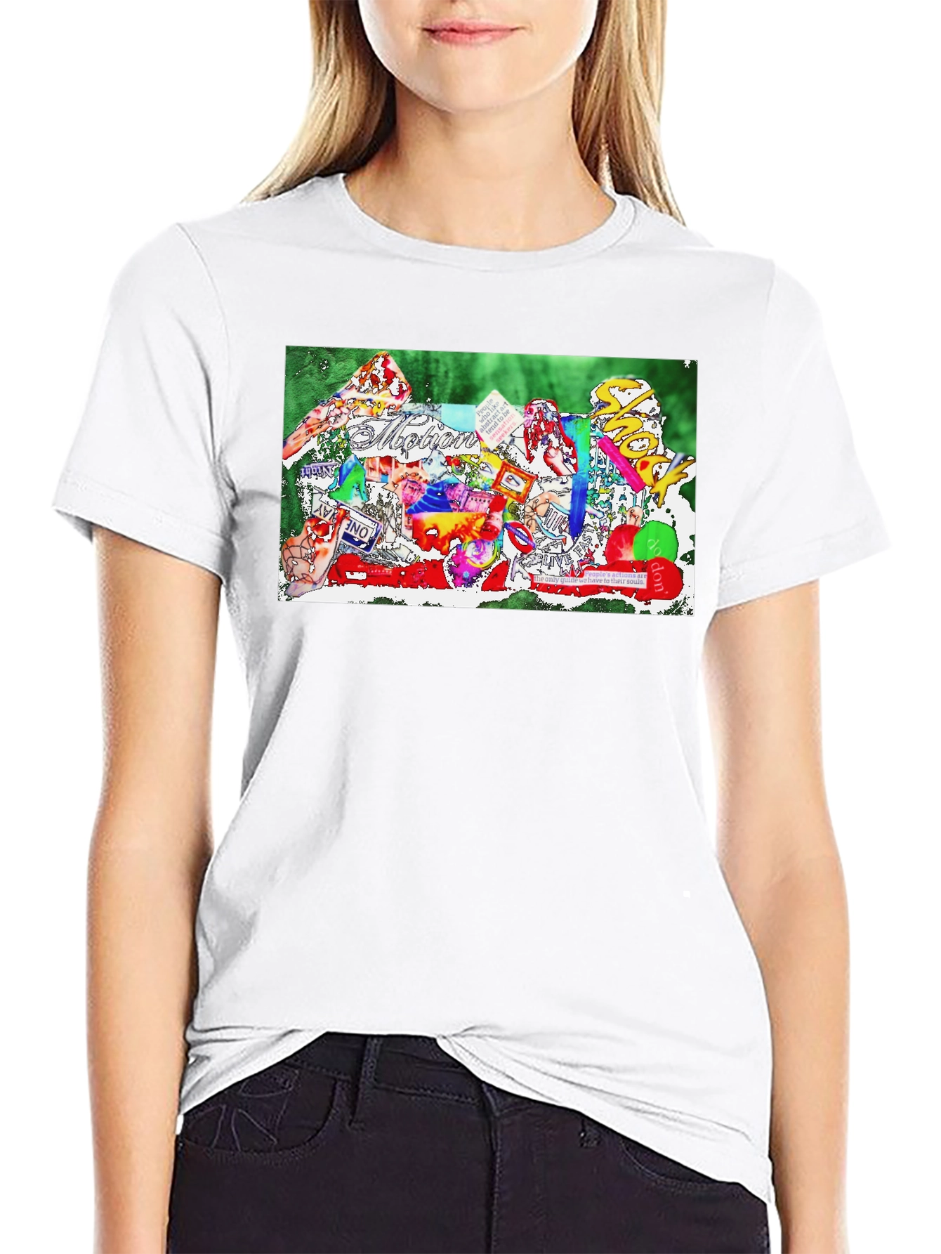 Artistic Collage Print Black T-Shirt