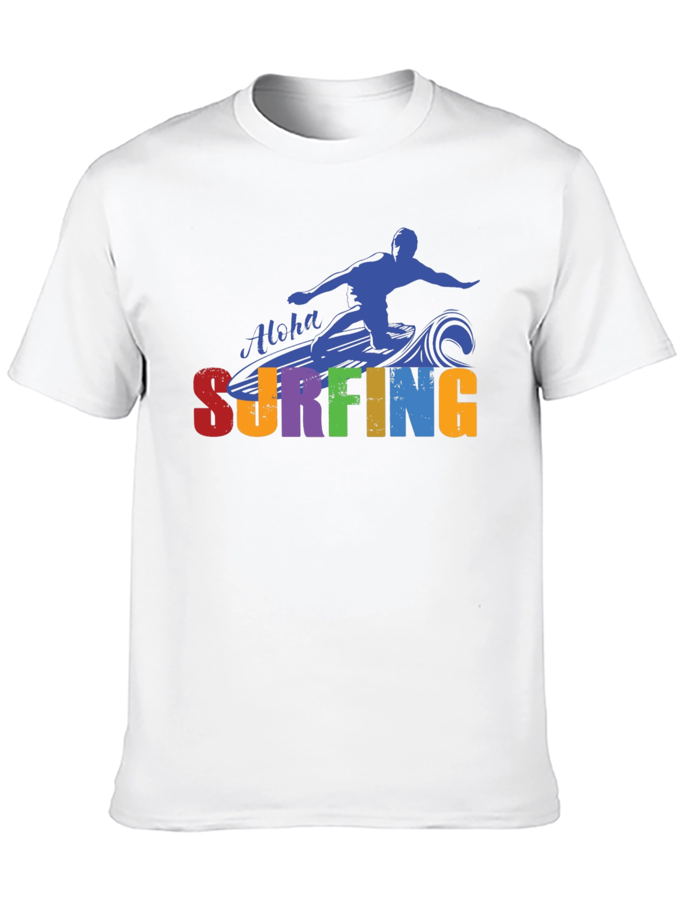Aloha Surfing Graphic Tee - Black Cotton T-Shirt