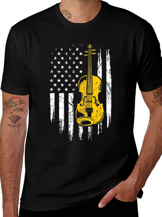 Violin American Flag Graphic Tee
