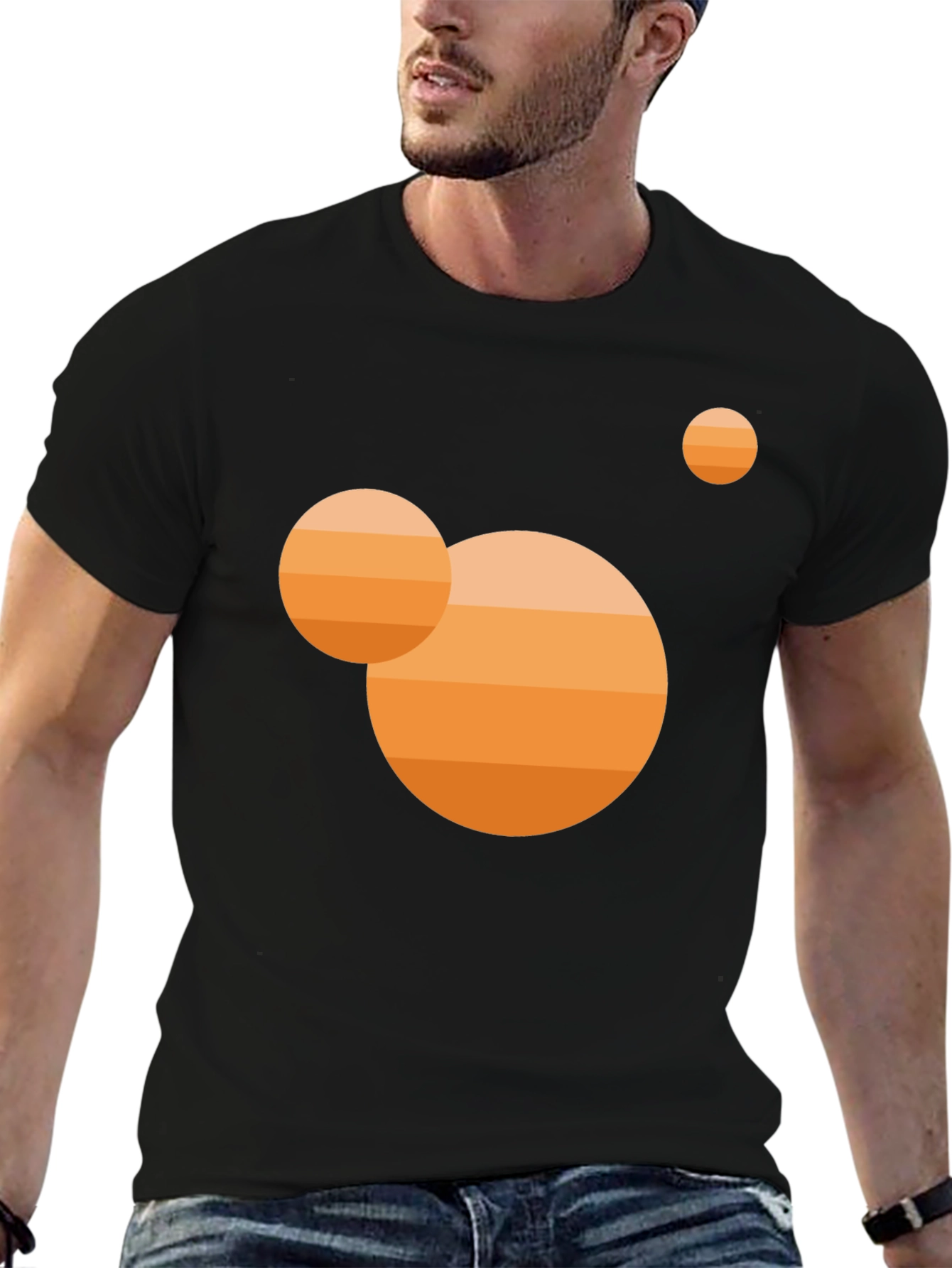 Abstract Sunset Graphic Tee - Modern Casual Black T-Shirt