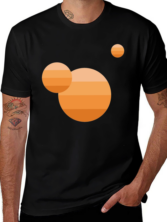Abstract Sunset Graphic Tee - Modern Casual Black T-Shirt