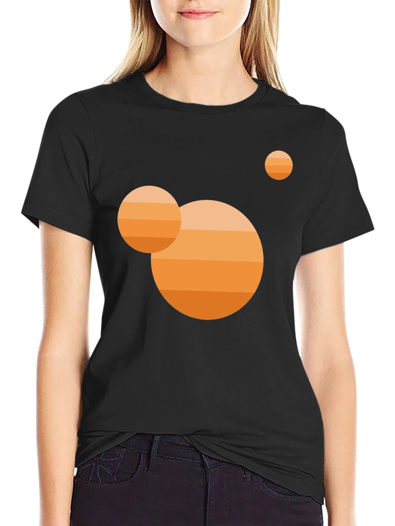 Abstract Sunset Graphic Tee - Modern Casual Black T-Shirt