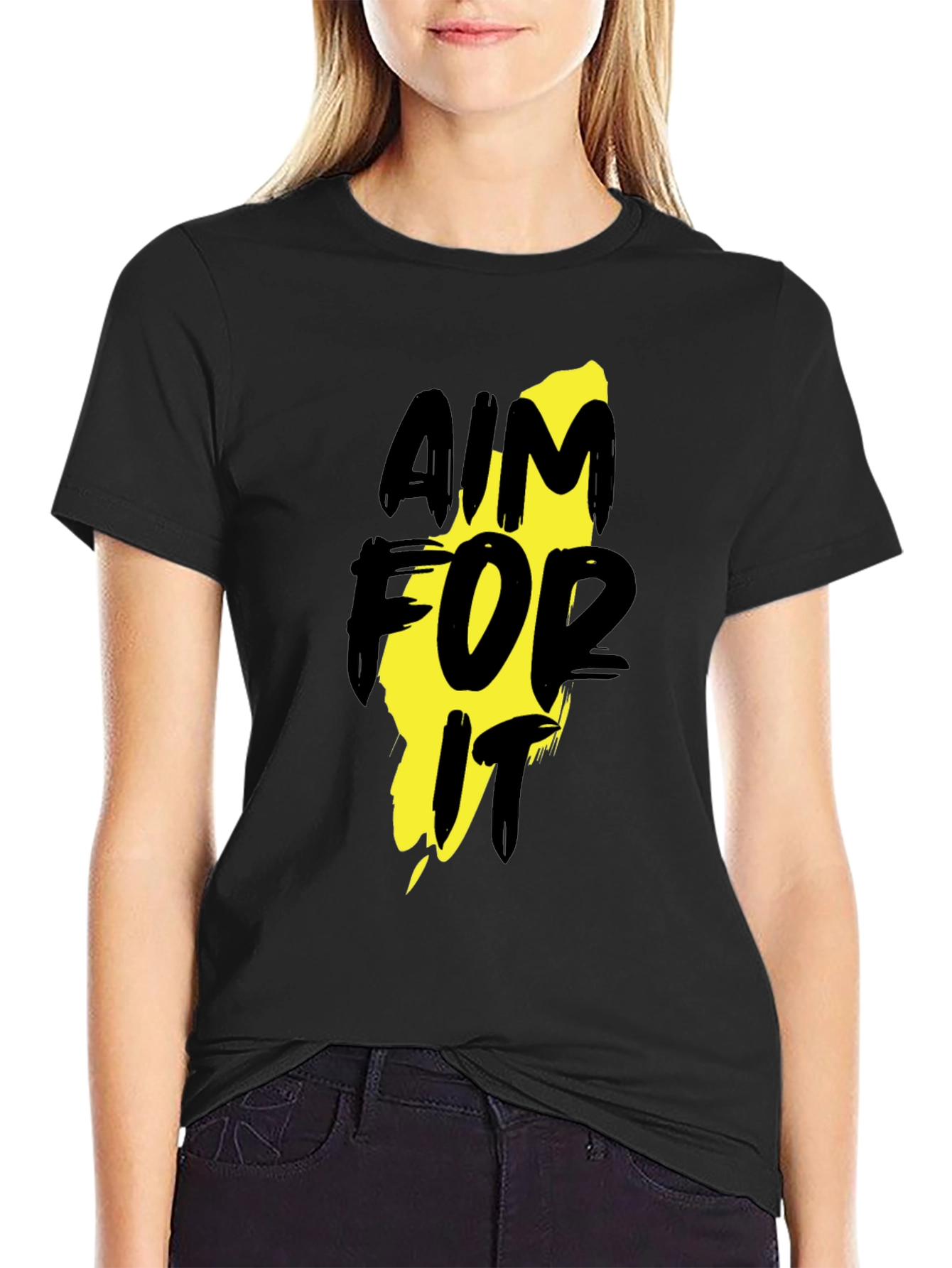 Aim For It Black Graphic T-Shirt
