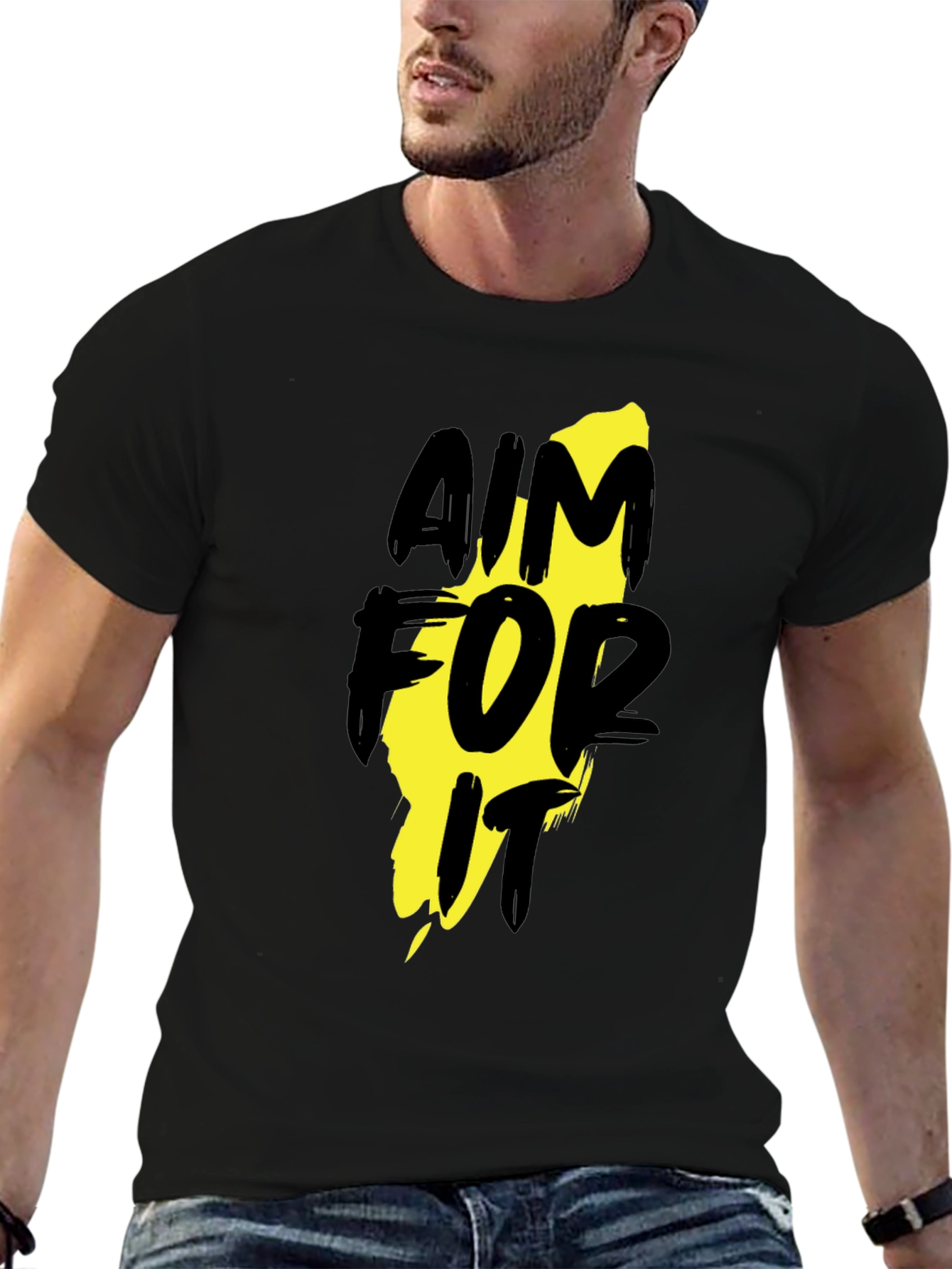 Aim For It Black Graphic T-Shirt