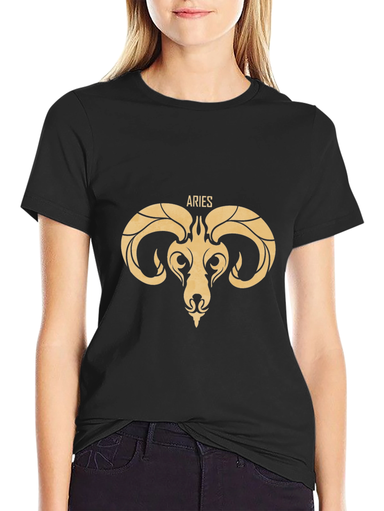 Aries Zodiac Graphic Tee - Black Cotton T-Shirt