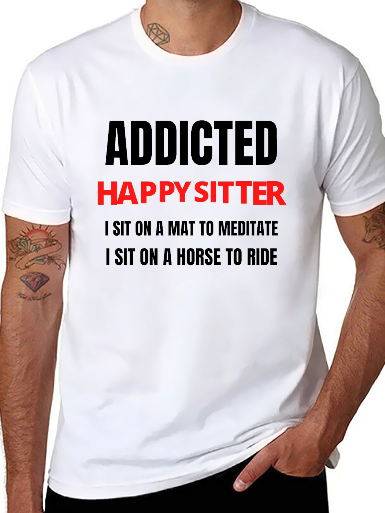 Addicted Happy Sitter T-Shirt - Mens Novelty Tee