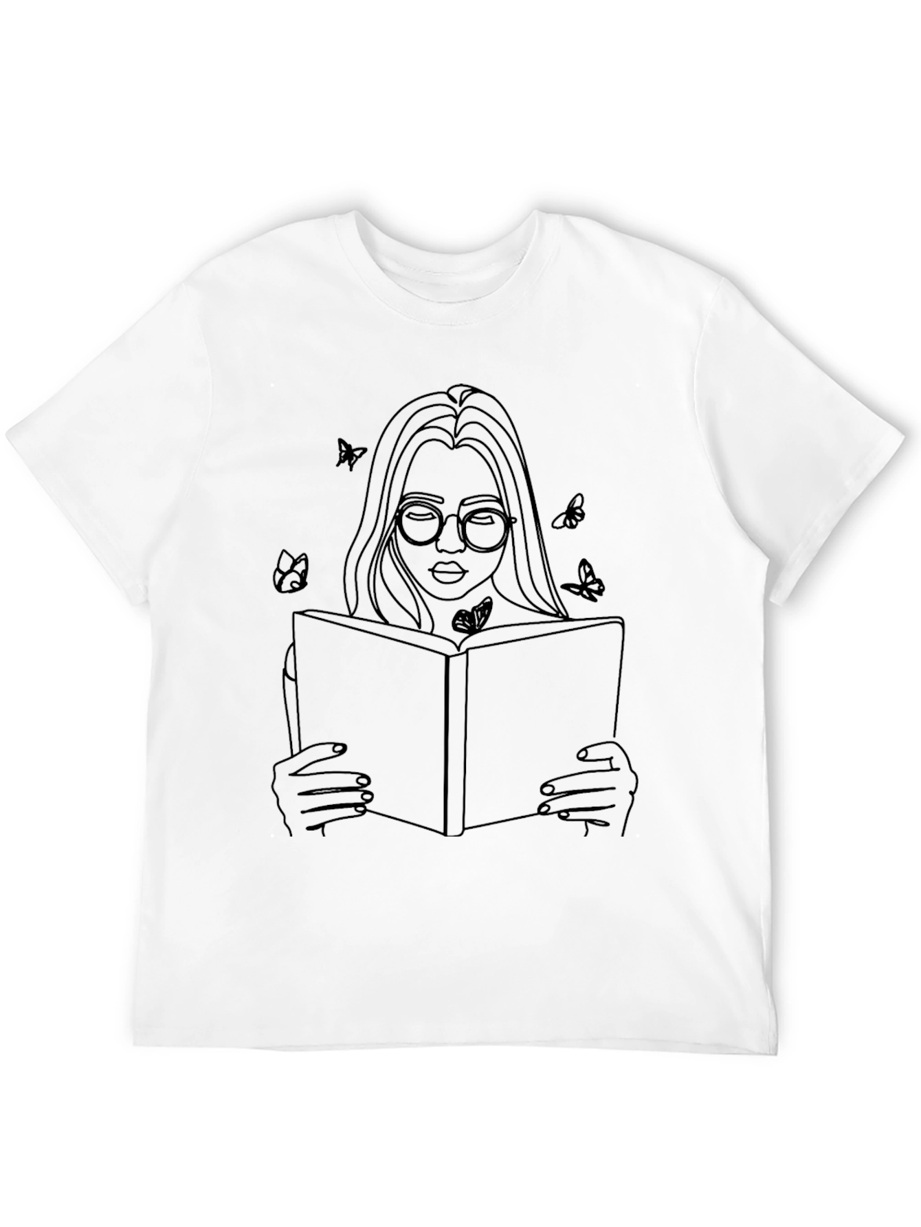 Woman Reading Book Graphic Tee - Black T-Shirt