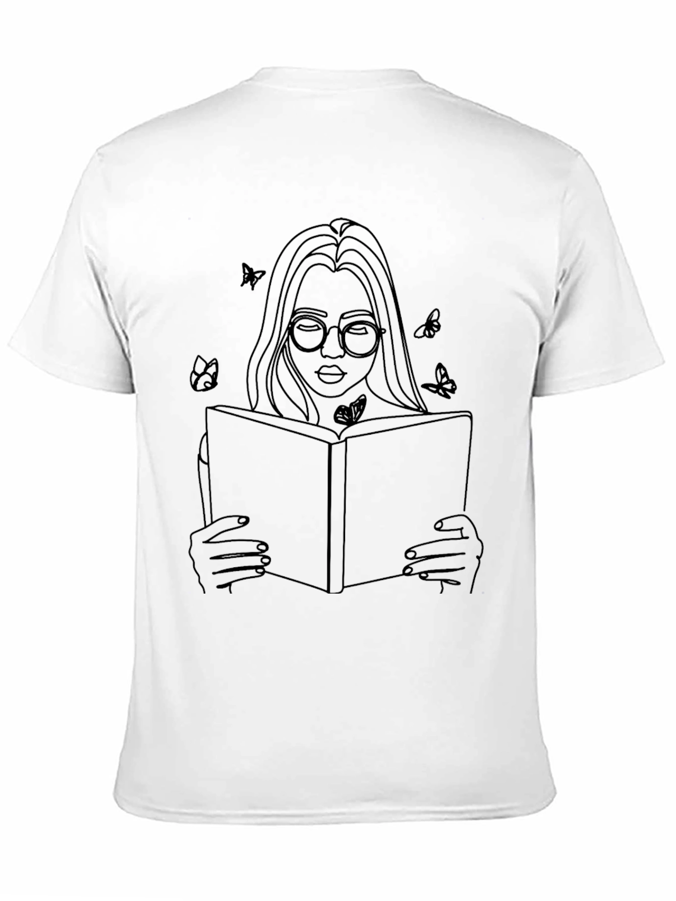 Woman Reading Book Graphic Tee - Black T-Shirt