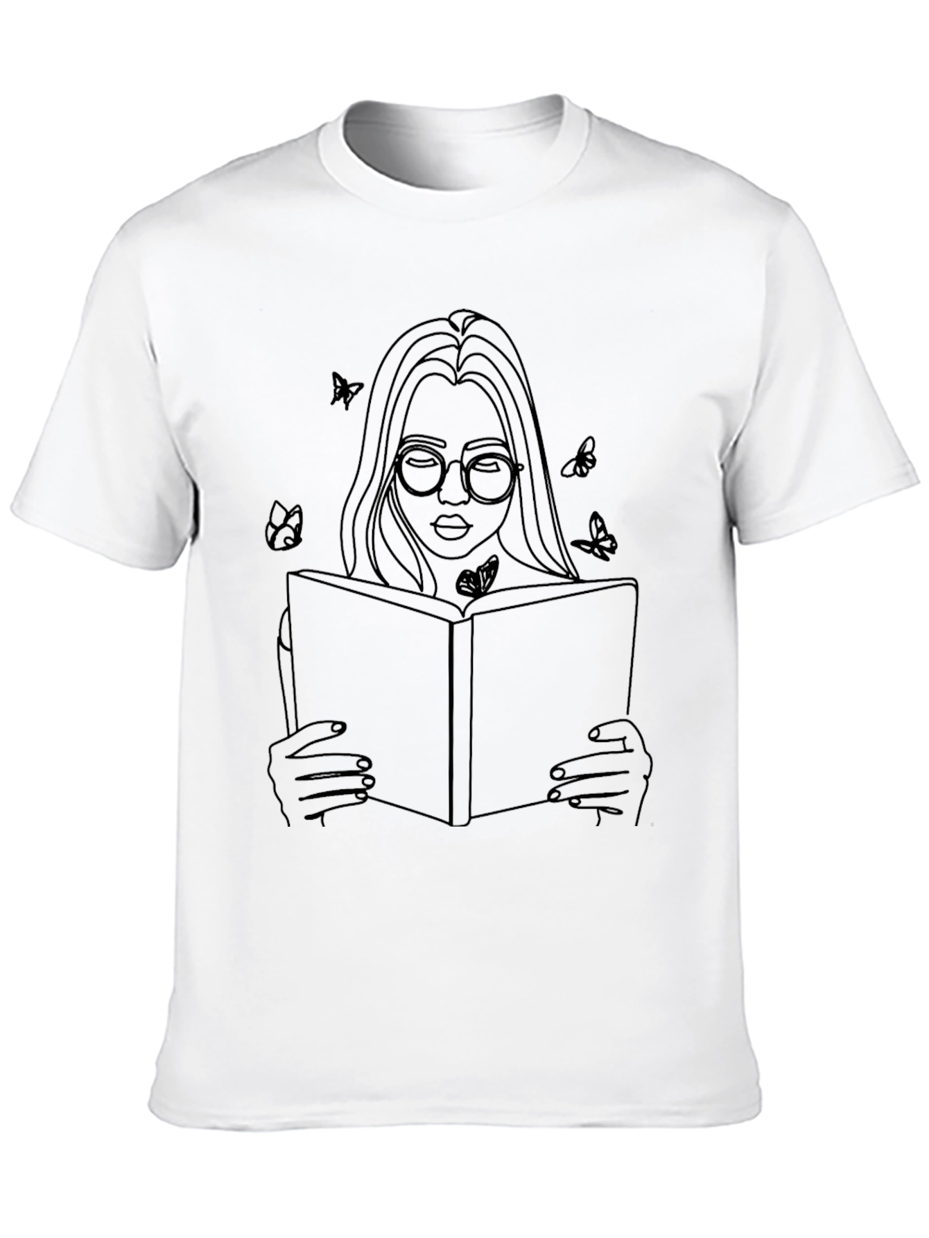 Woman Reading Book Graphic Tee - Black T-Shirt