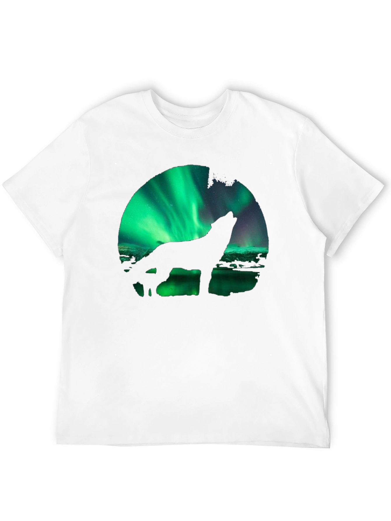 Wolf Aurora Borealis Graphic Black T-Shirt