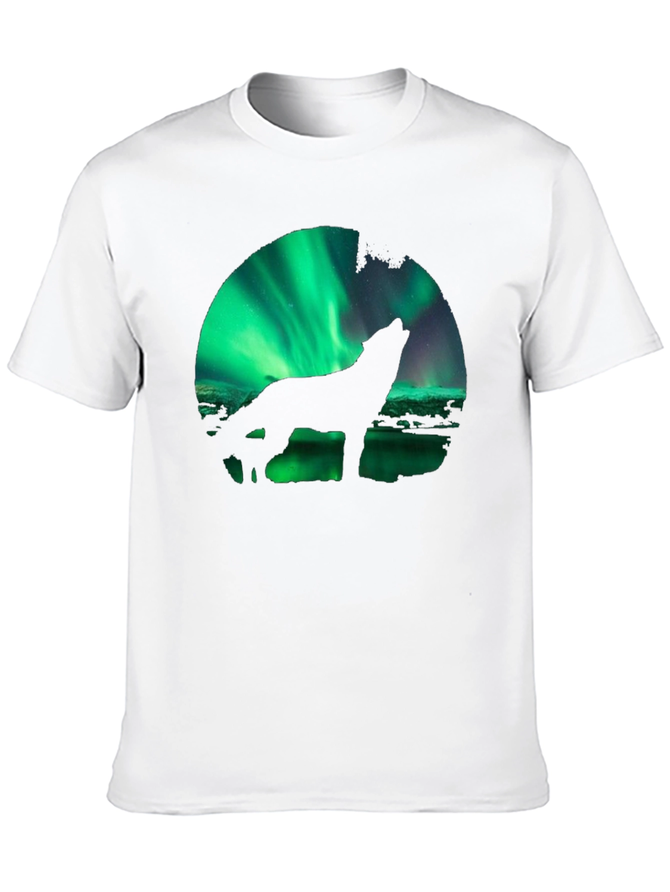 Wolf Aurora Borealis Graphic Black T-Shirt