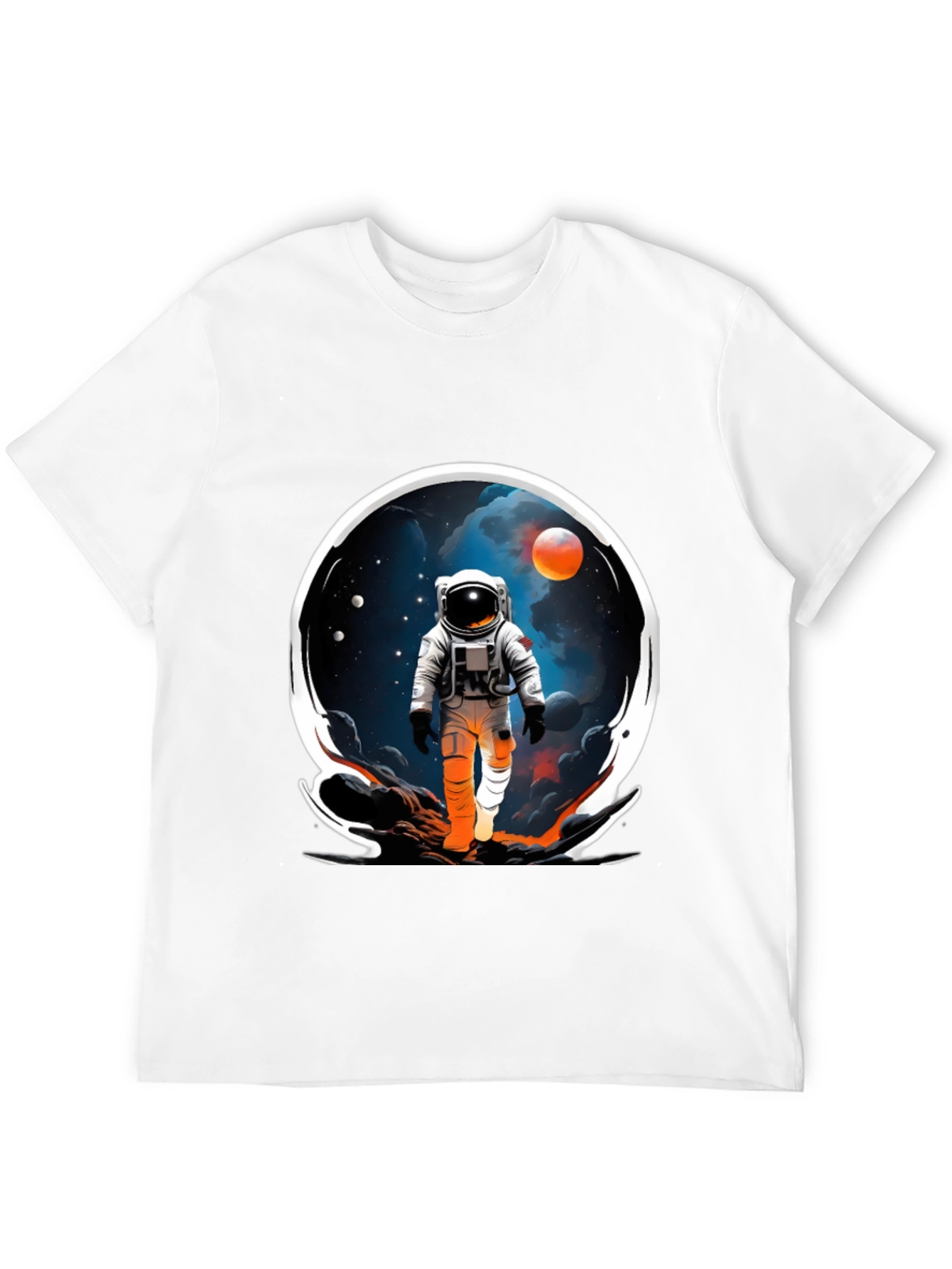 Astronaut in Space Graphic Tee - Black Cotton Blend