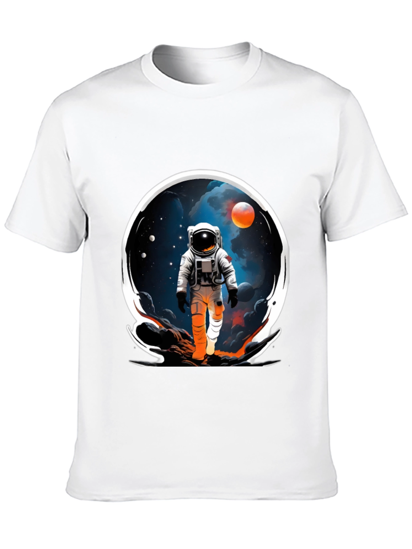 Astronaut in Space Graphic Tee - Black Cotton Blend