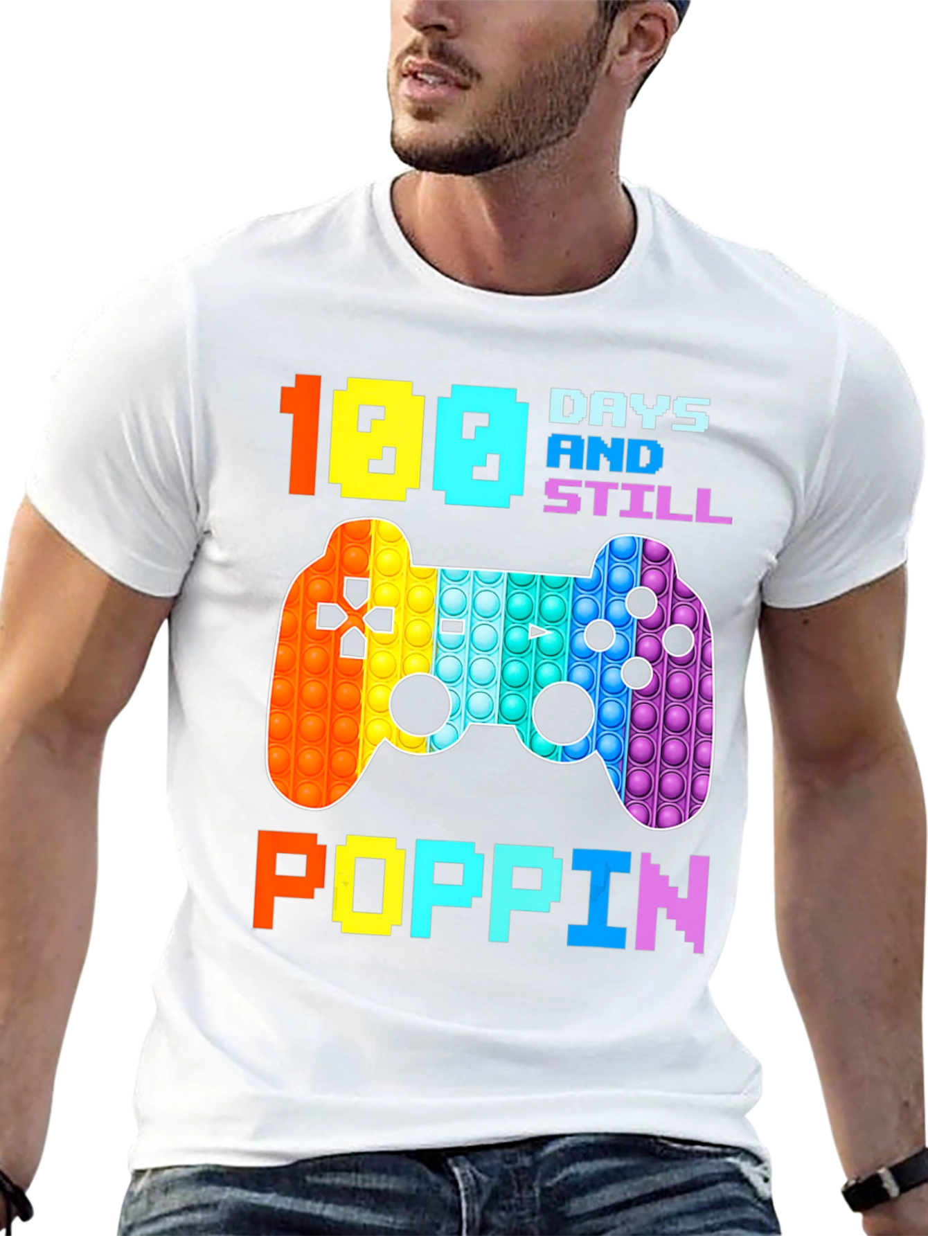 100 Days Poppin T-Shirt - Gamer Style