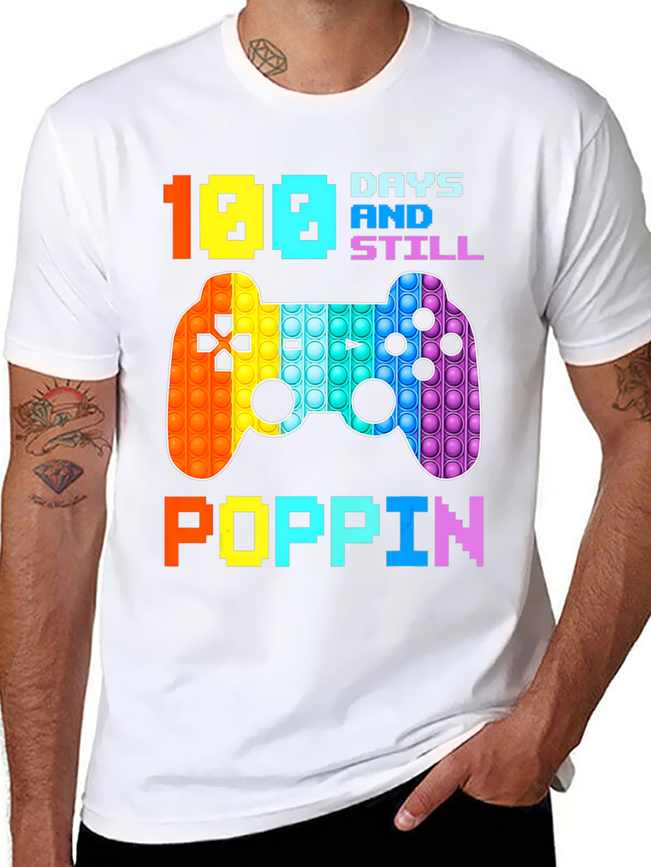 100 Days Poppin T-Shirt - Gamer Style