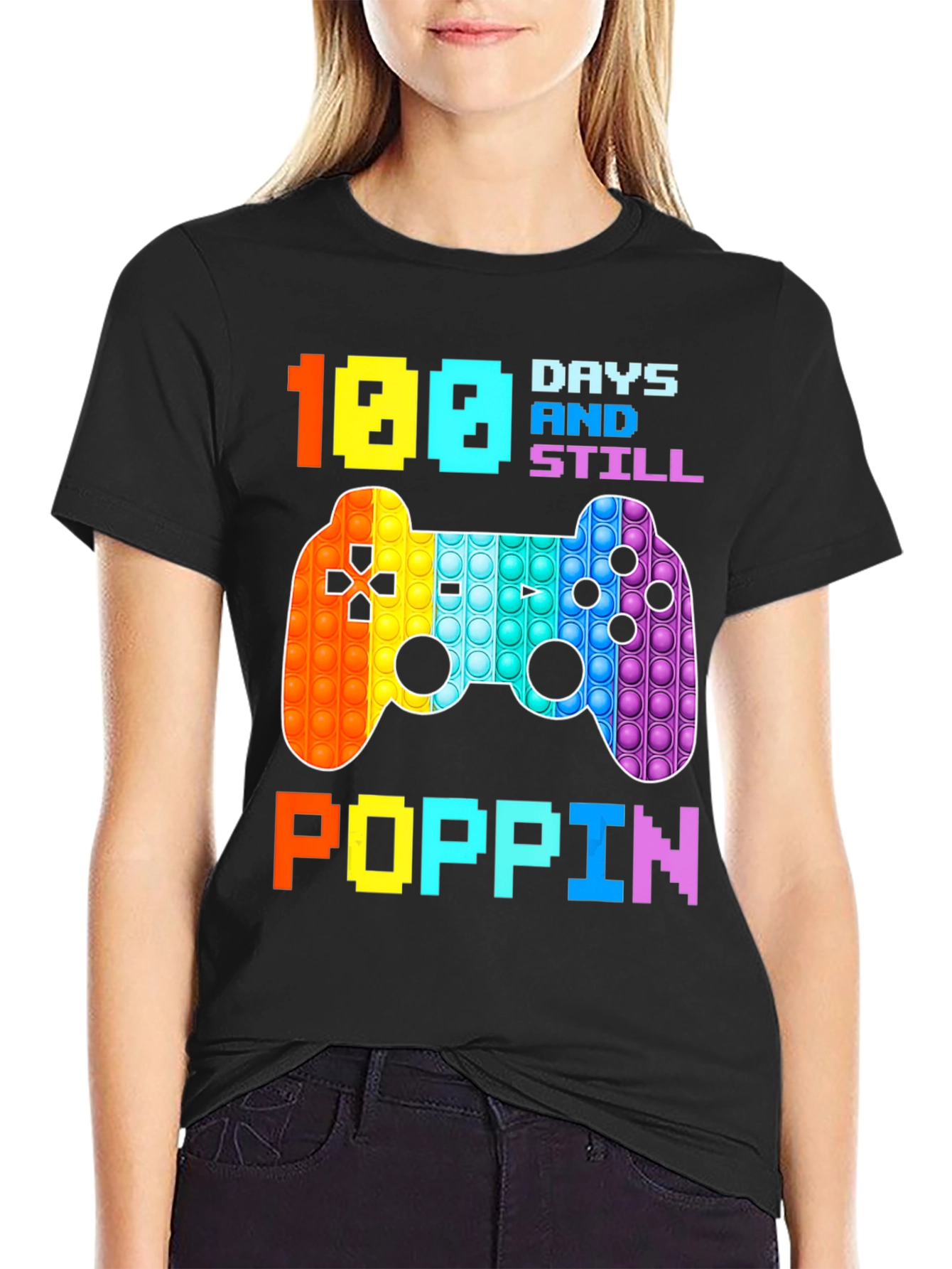100 Days Poppin T-Shirt - Gamer Style