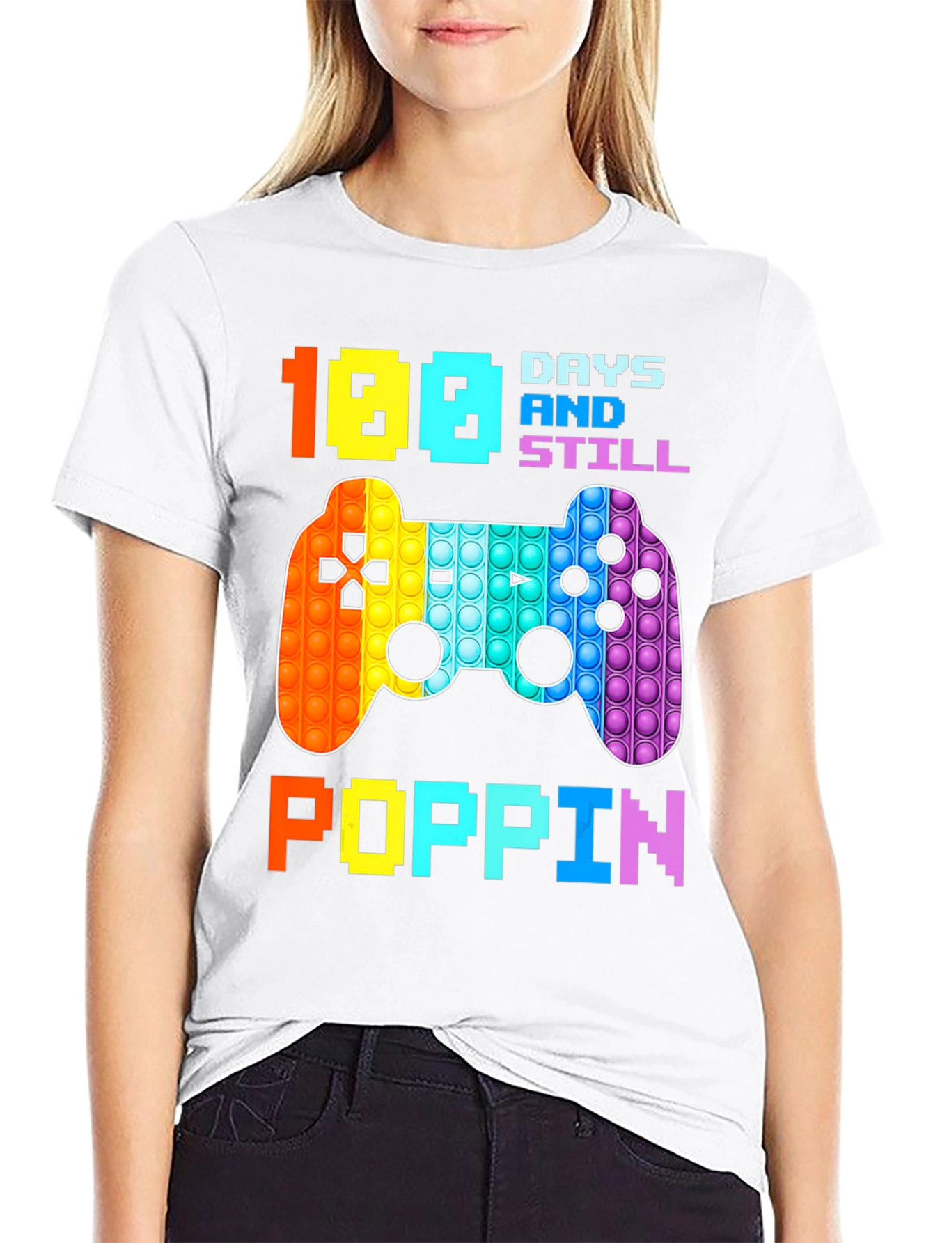100 Days Poppin T-Shirt - Gamer Style