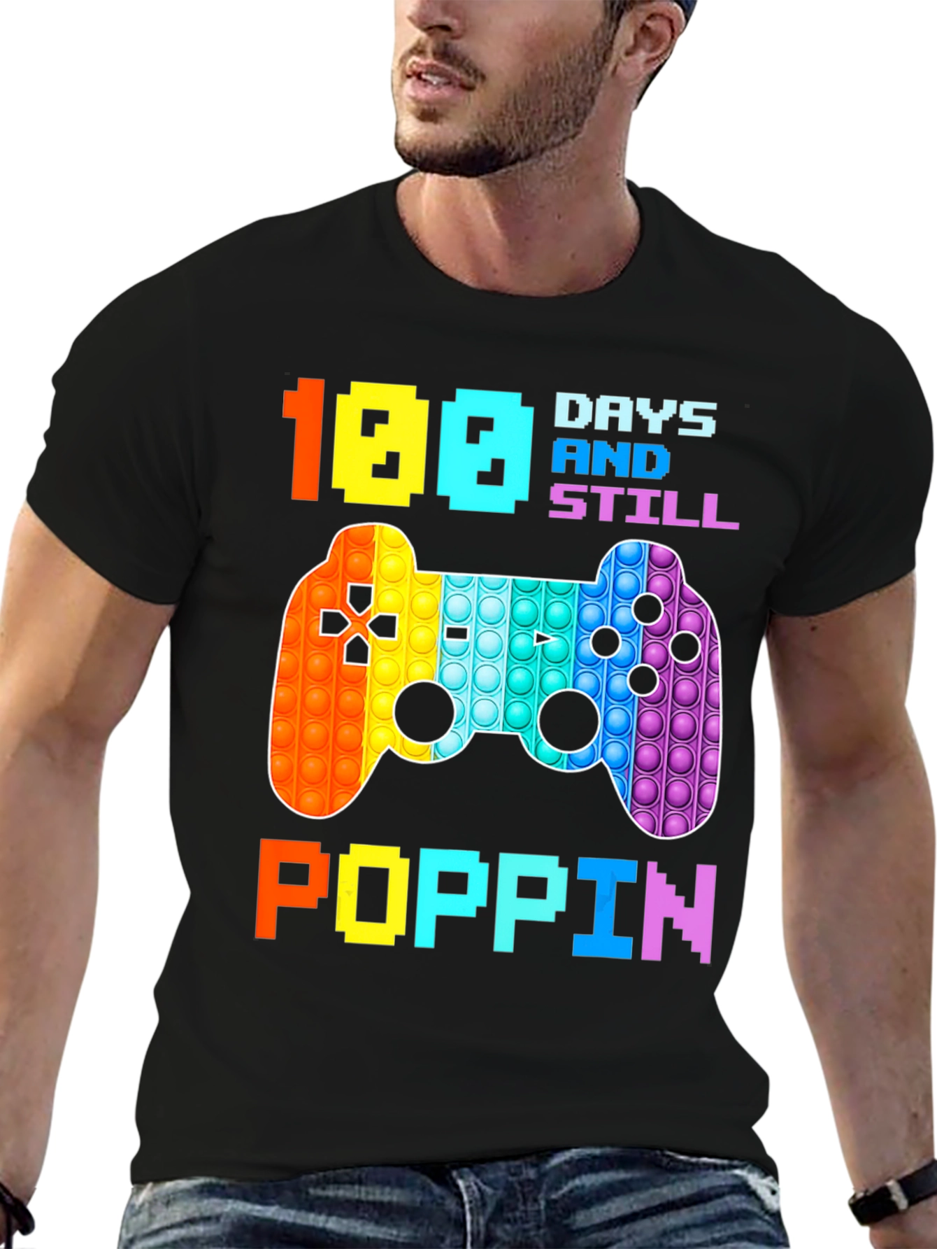 100 Days Poppin T-Shirt - Gamer Style