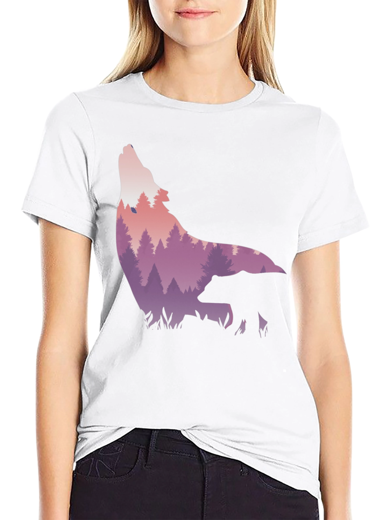 Wolf & Bear Graphic Tee - Nature Scene Print