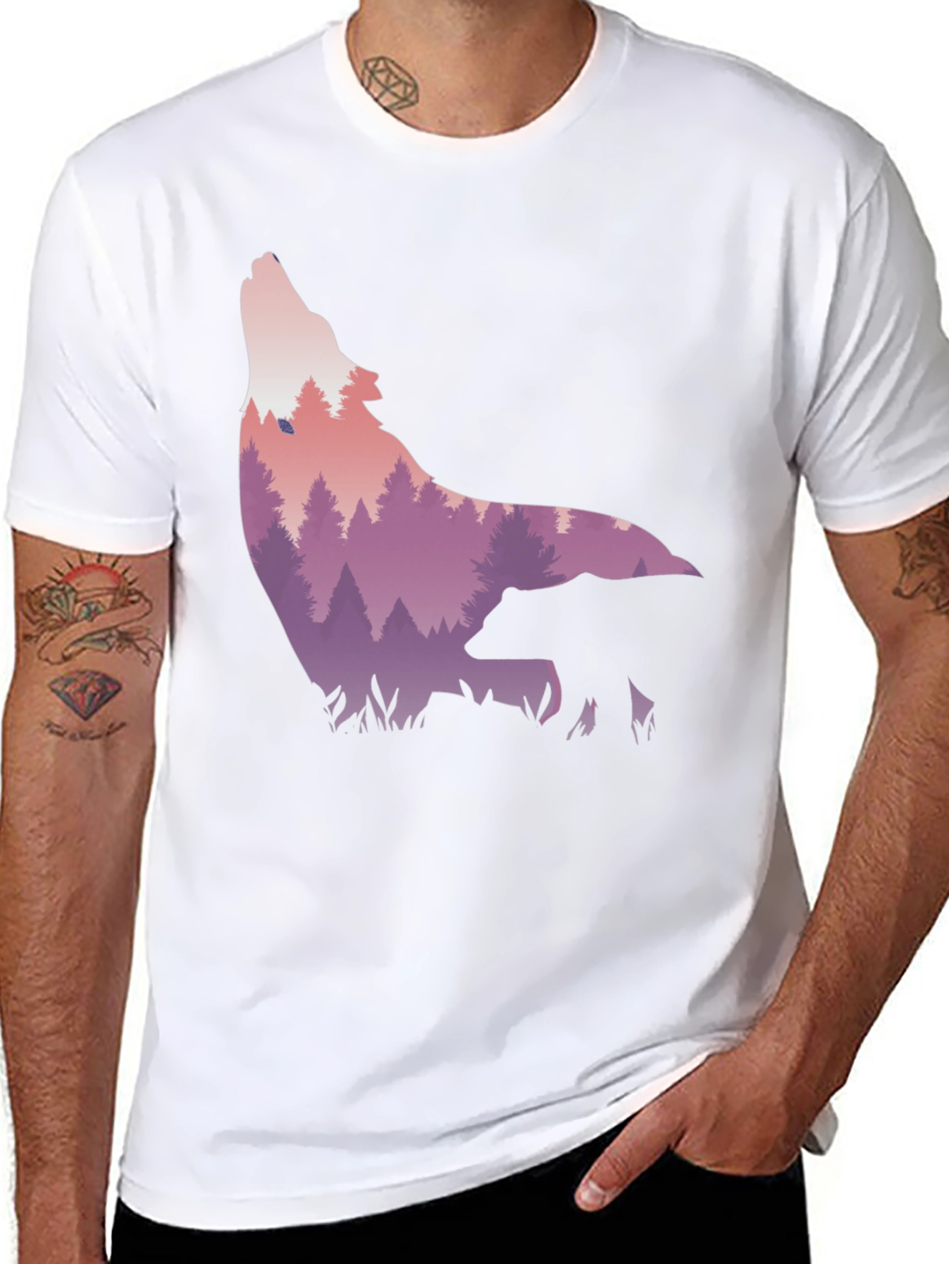 Wolf & Bear Graphic Tee - Nature Scene Print