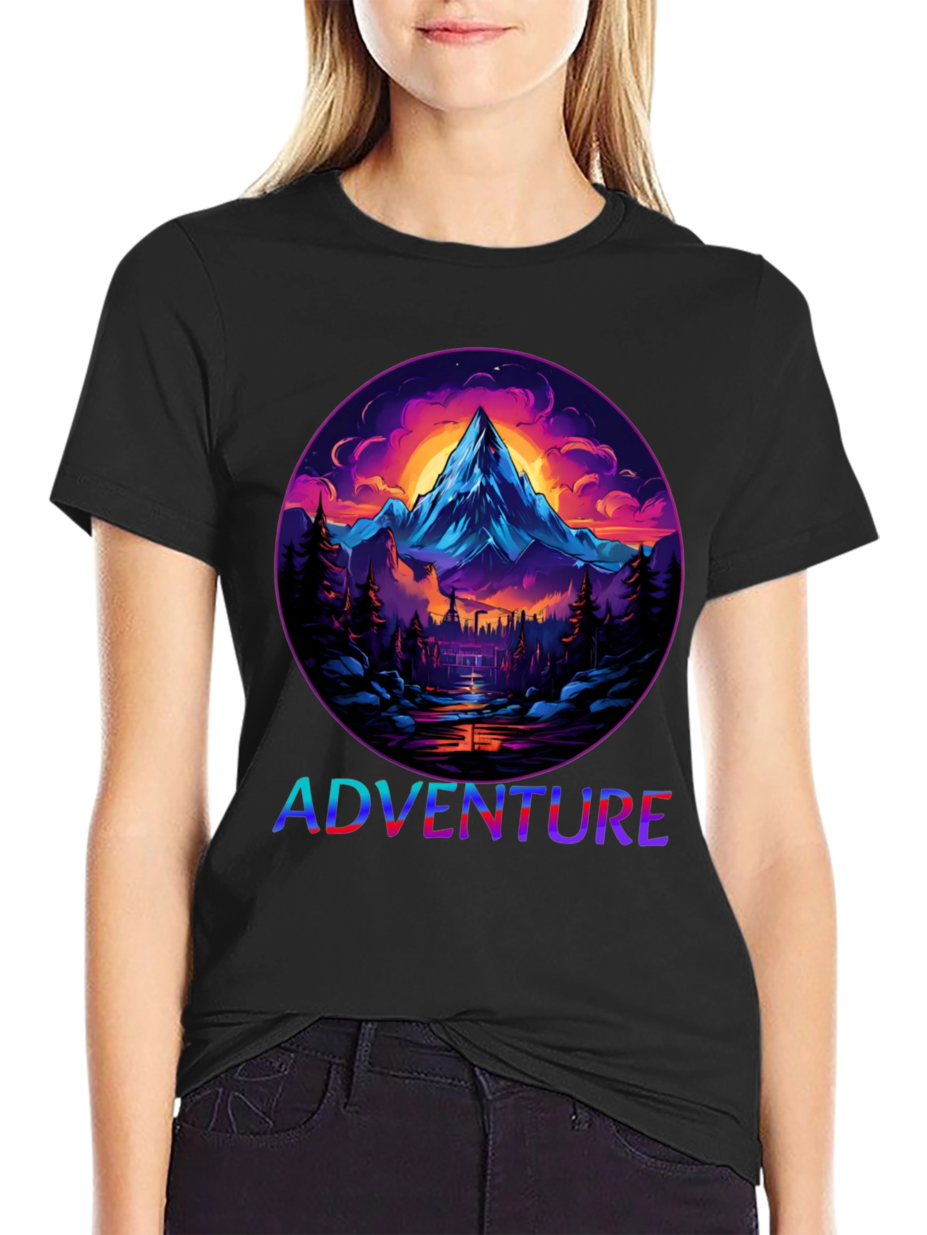 Adventure Mountain Graphic Tee - Black