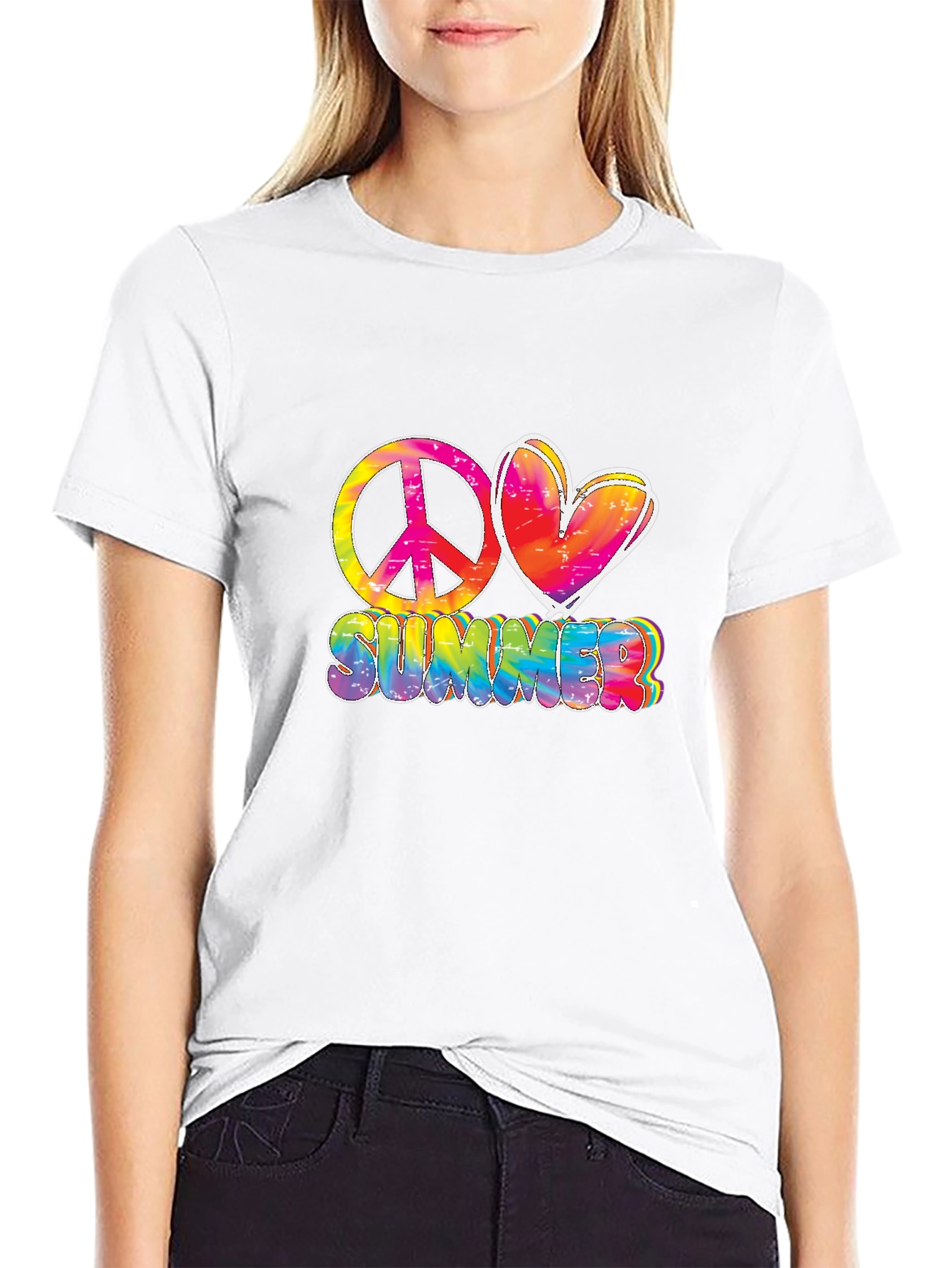 Peace Love Summer Tie-Dye Graphic Tee