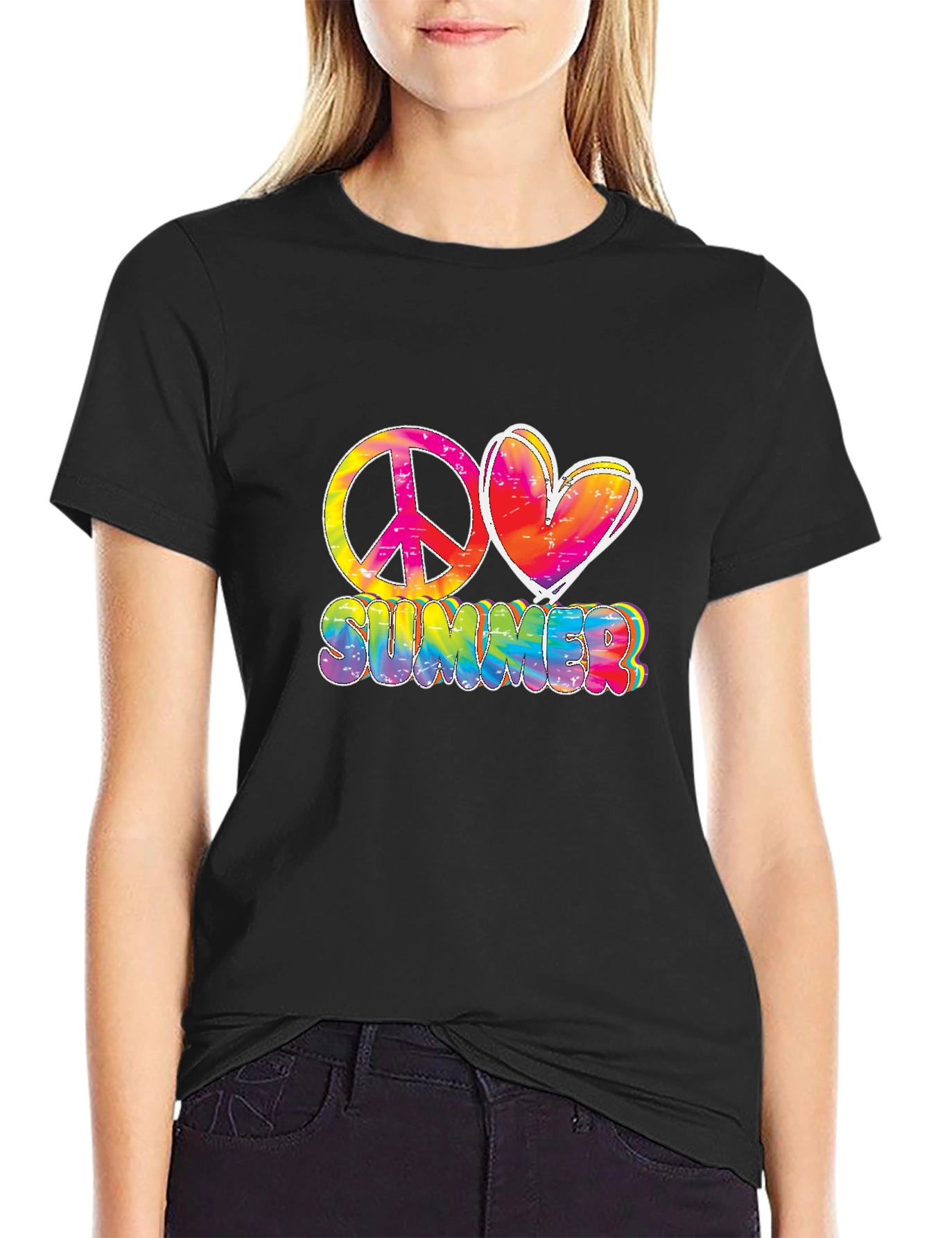 Peace Love Summer Tie-Dye Graphic Tee