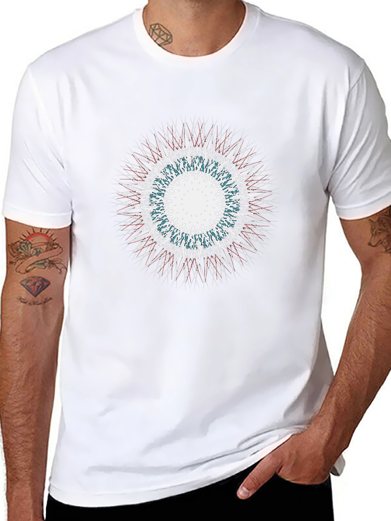 Abstract Starburst Graphic Black T-Shirt