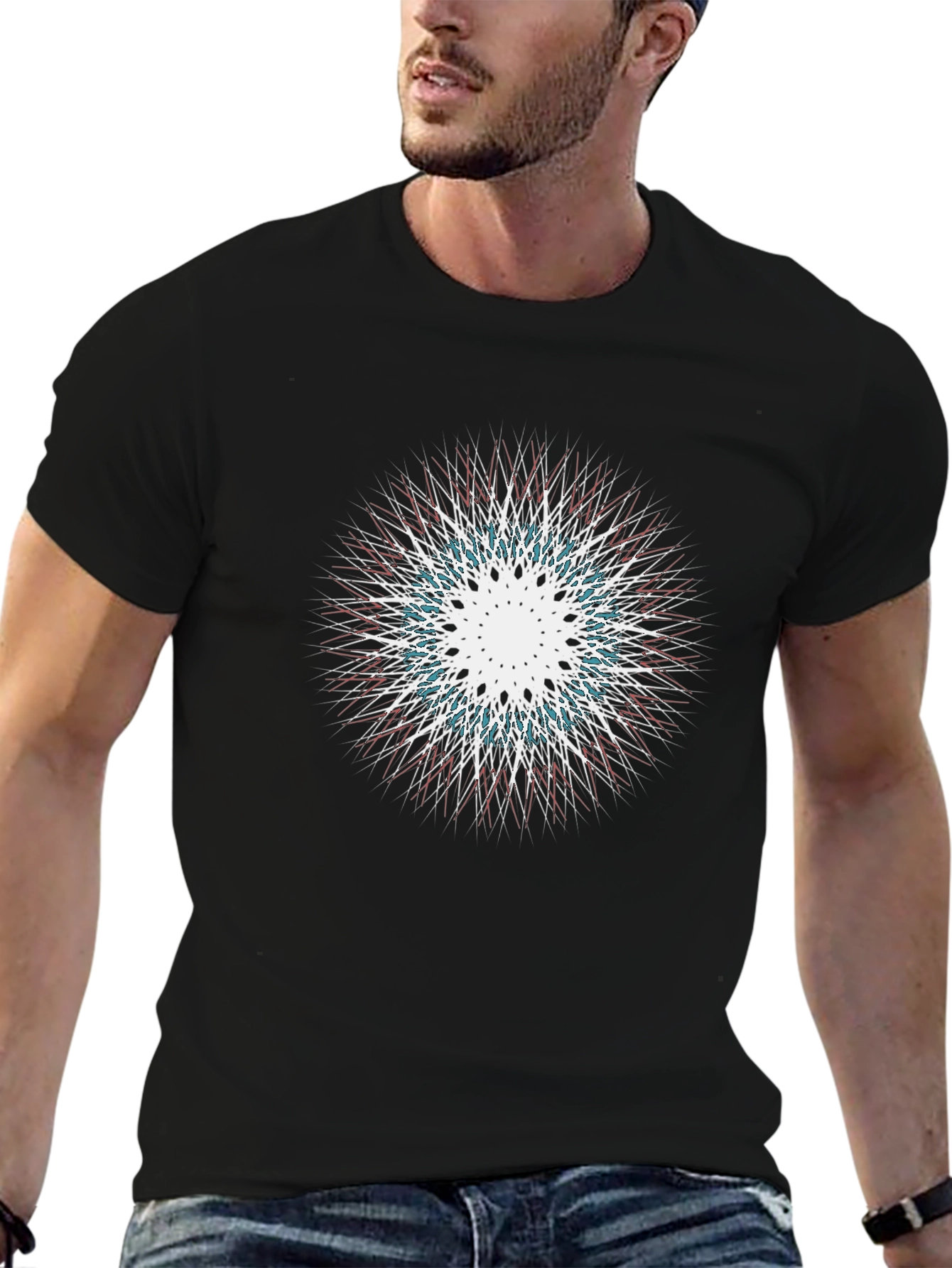 Abstract Starburst Graphic Black T-Shirt