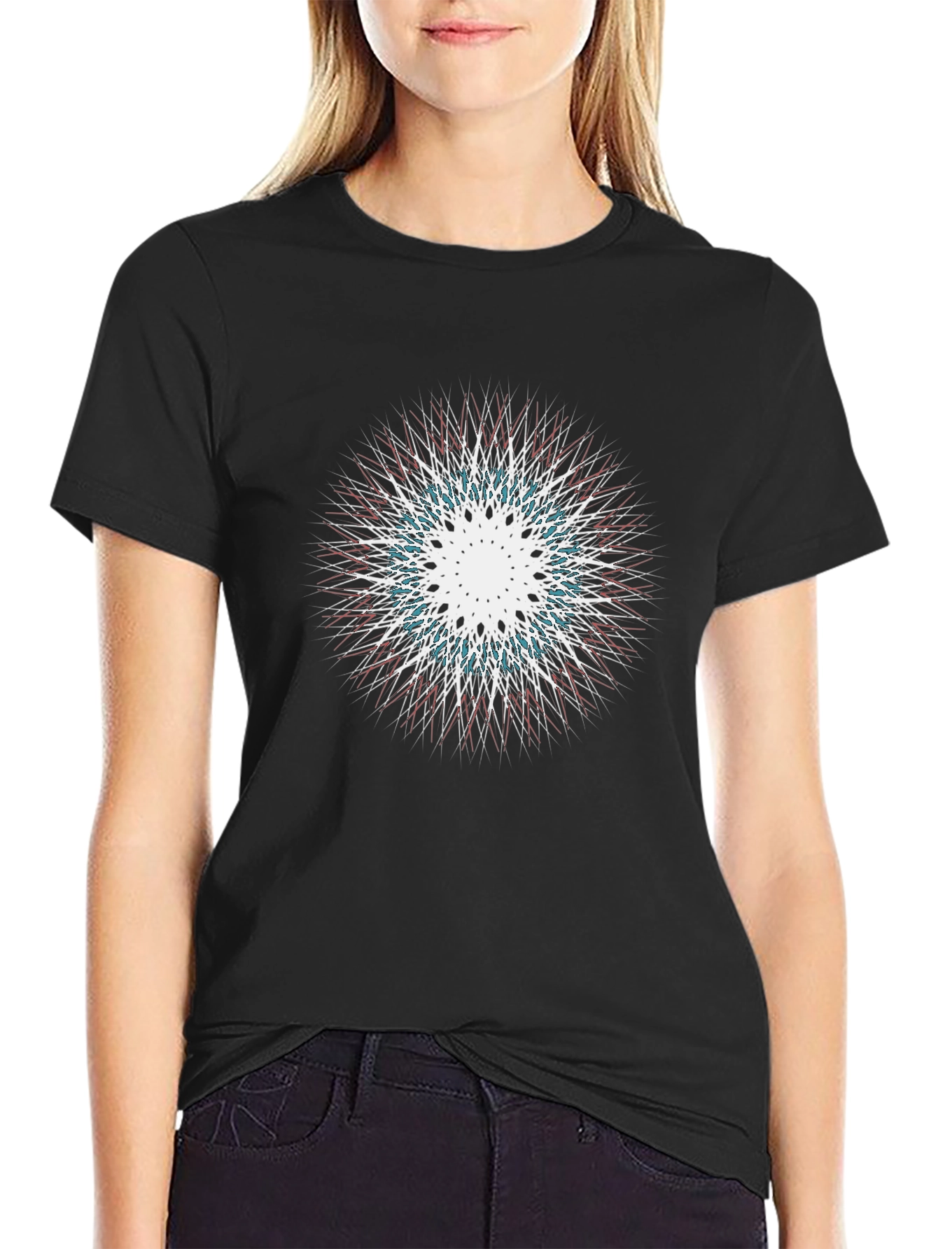 Abstract Starburst Graphic Black T-Shirt