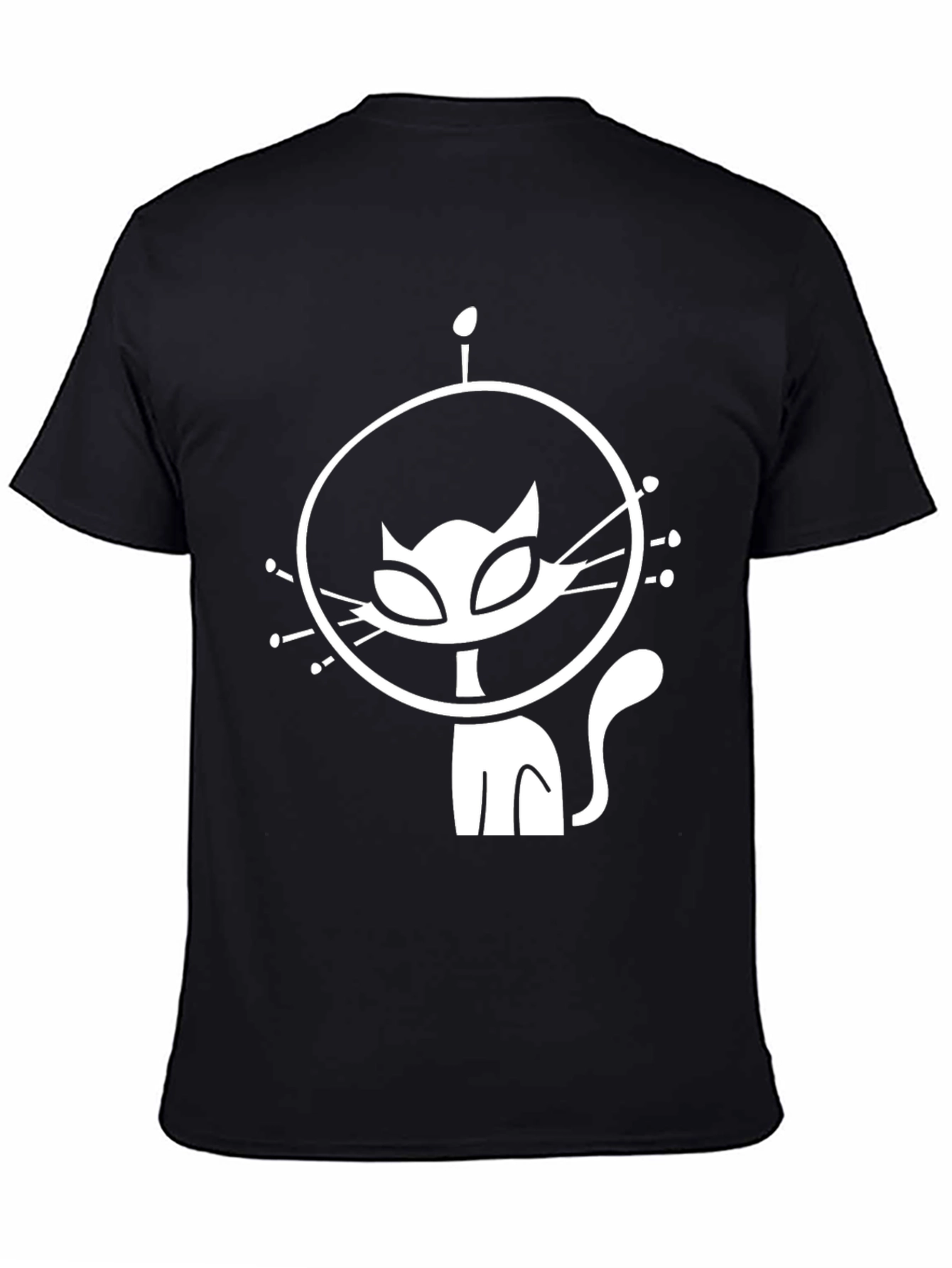 Astronaut Cat Graphic T-Shirt - Black Cotton Tee