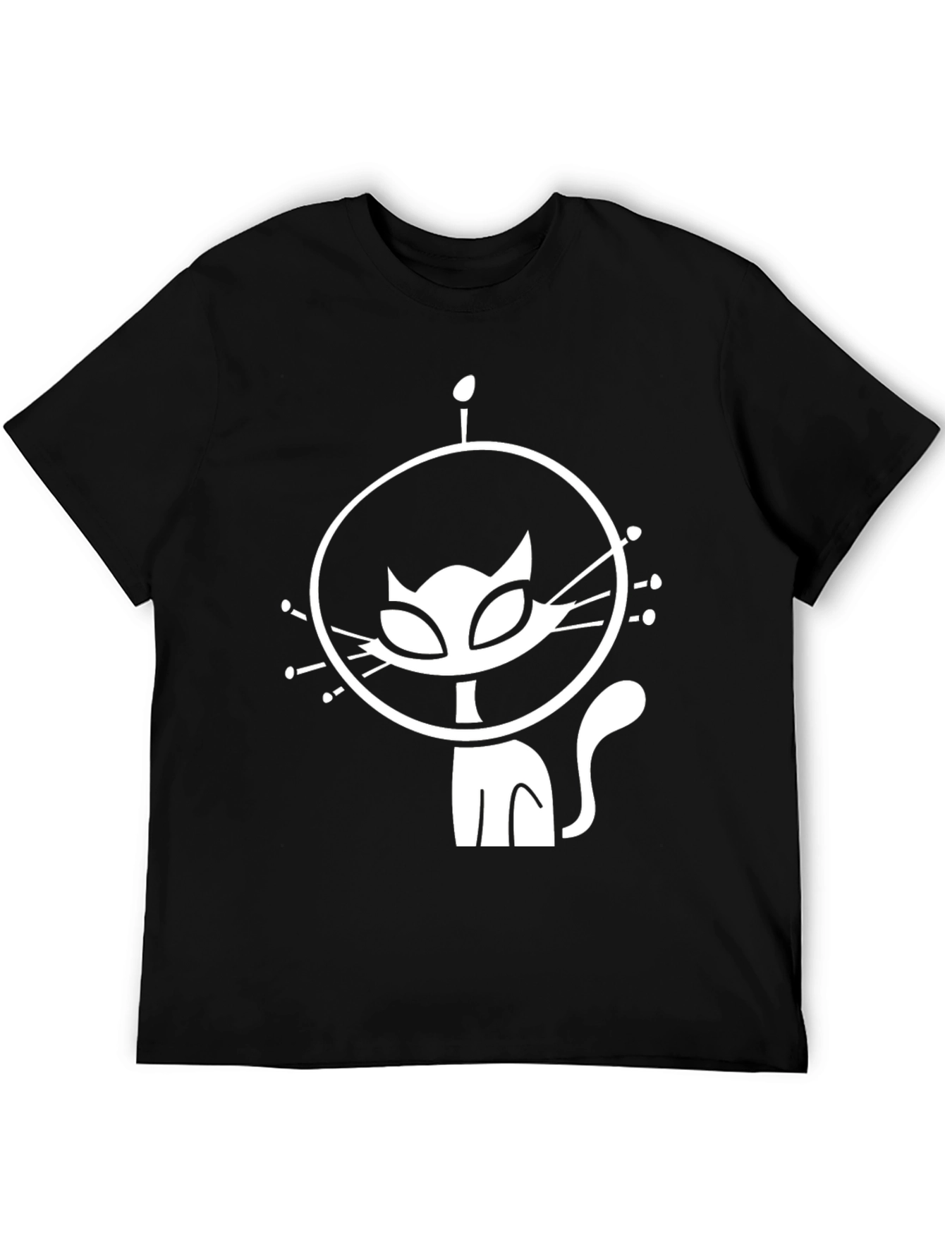 Astronaut Cat Graphic T-Shirt - Black Cotton Tee
