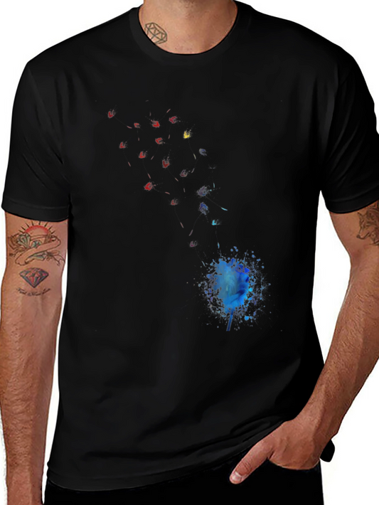 Abstract Watercolor Graphic Black Tee