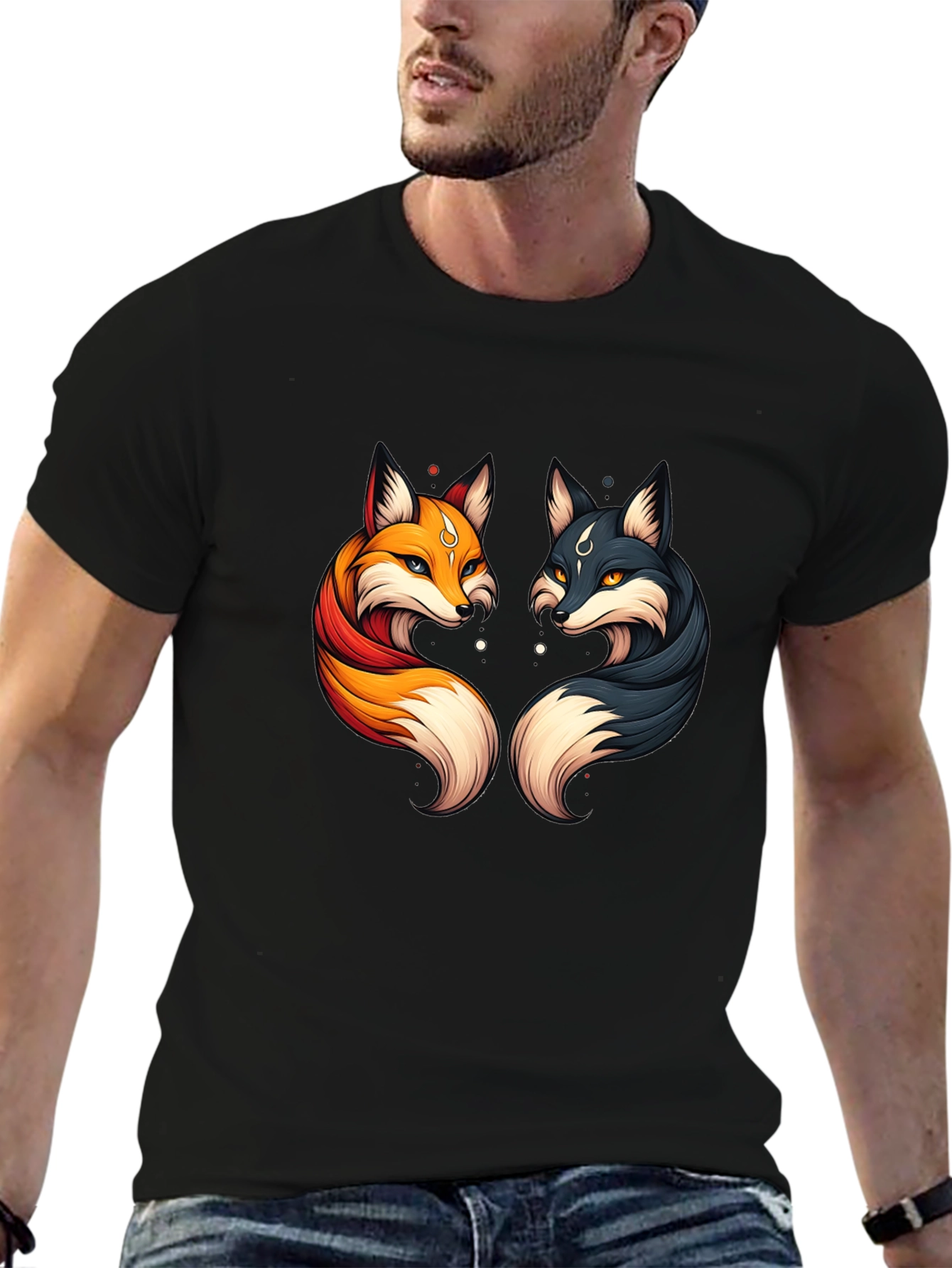 Yin Yang Foxes Graphic T-Shirt