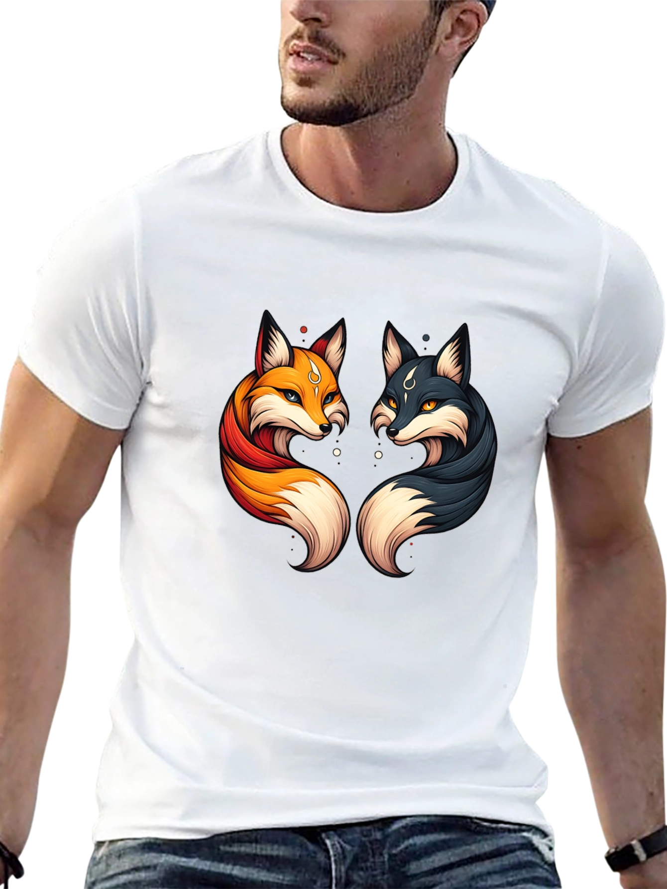 Yin Yang Foxes Graphic T-Shirt