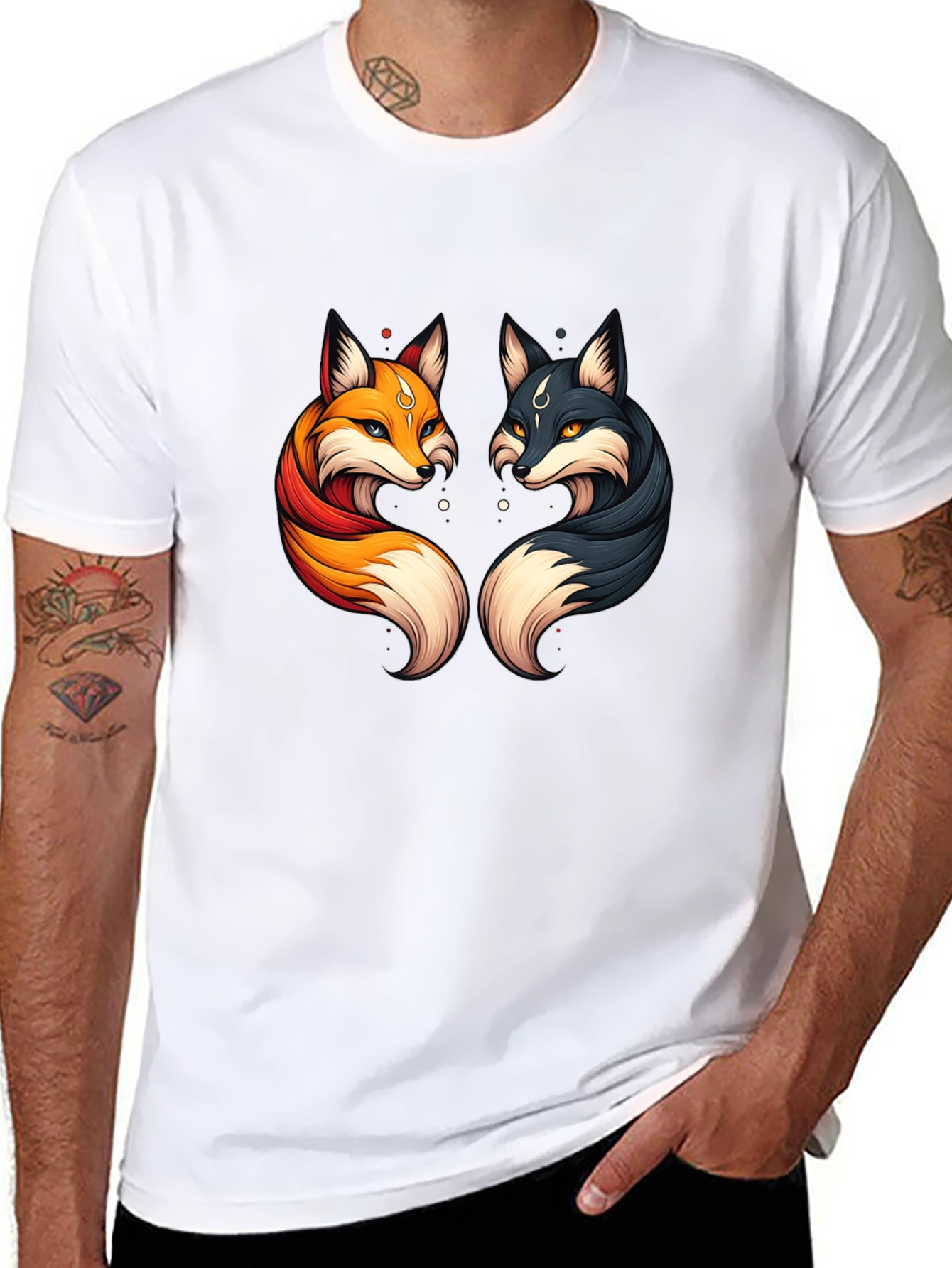 Yin Yang Foxes Graphic T-Shirt