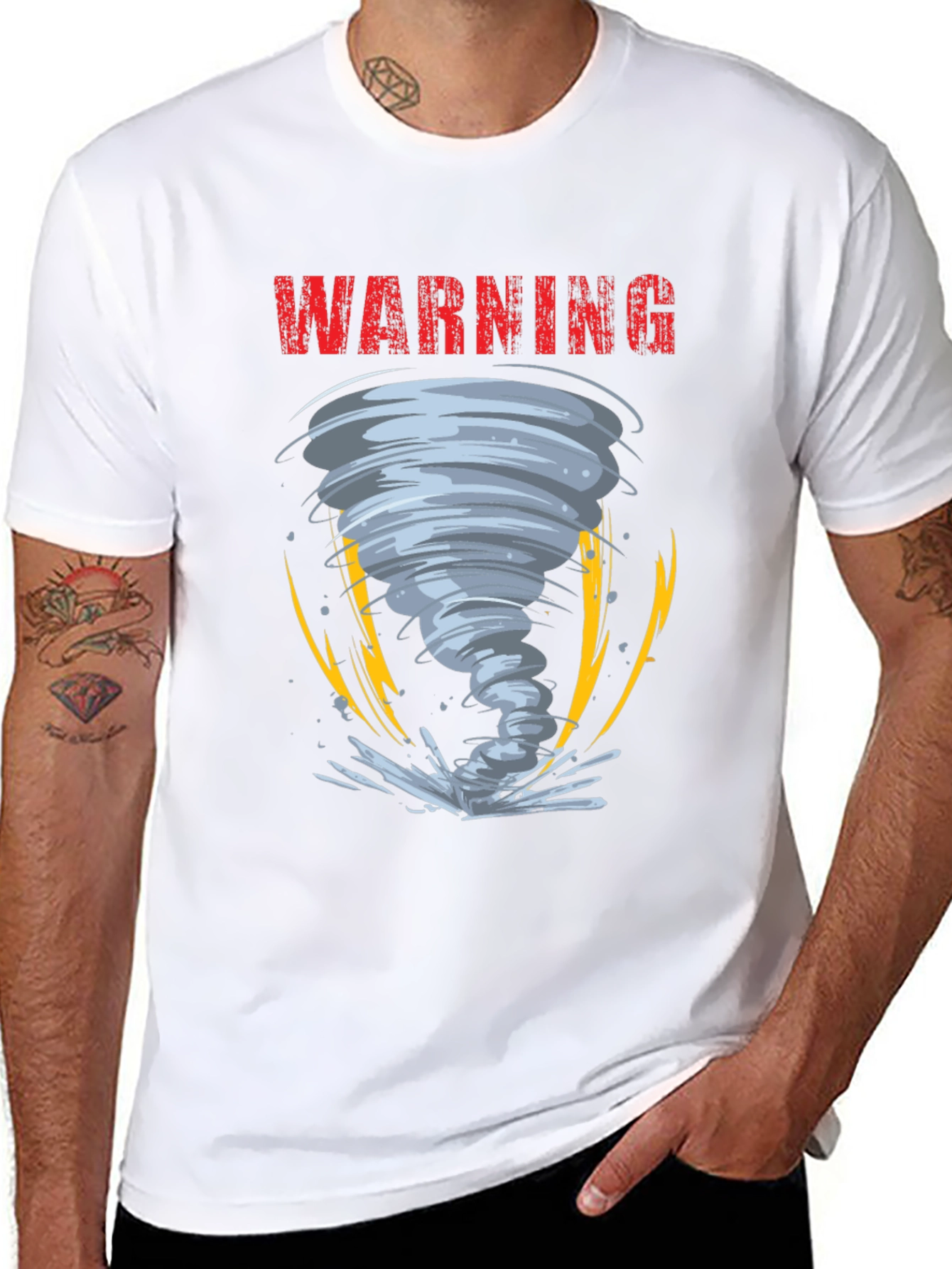 Warning Tornado Graphic Print Mens T-Shirt