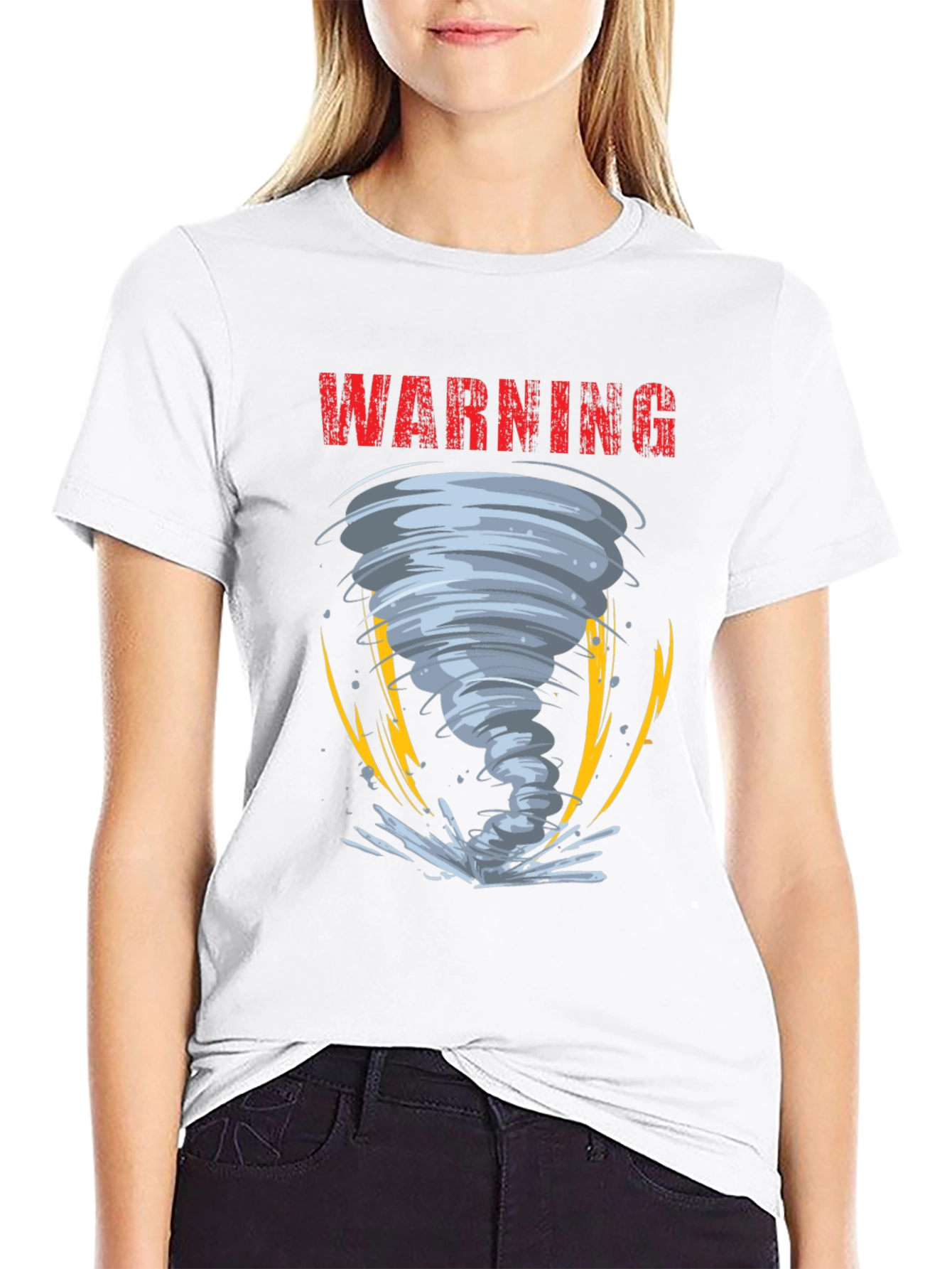 Warning Tornado Graphic Print Mens T-Shirt