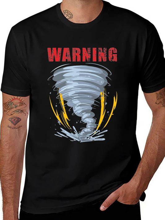 Warning Tornado Graphic Print Mens T-Shirt