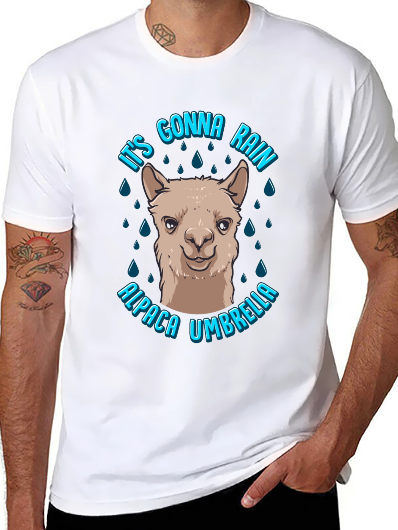 Alpaca Umbrella Graphic T-Shirt - Its Gonna Rain!