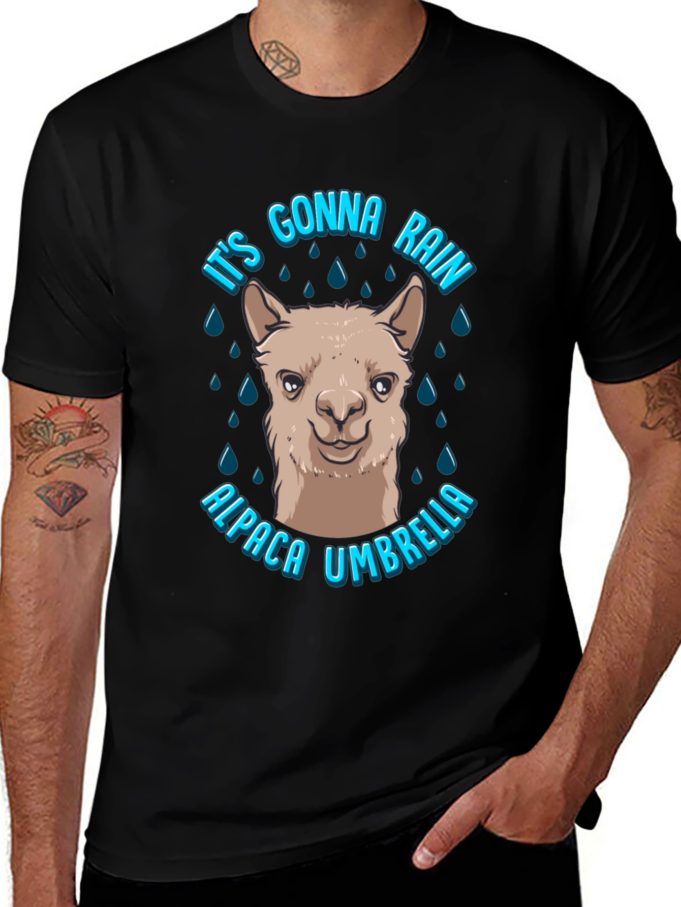 Alpaca Umbrella Graphic T-Shirt - Its Gonna Rain!