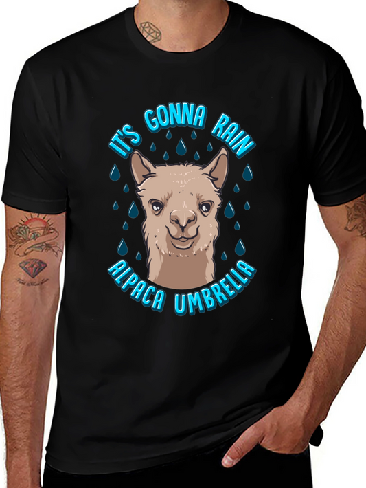 Alpaca Umbrella Graphic T-Shirt - Its Gonna Rain!