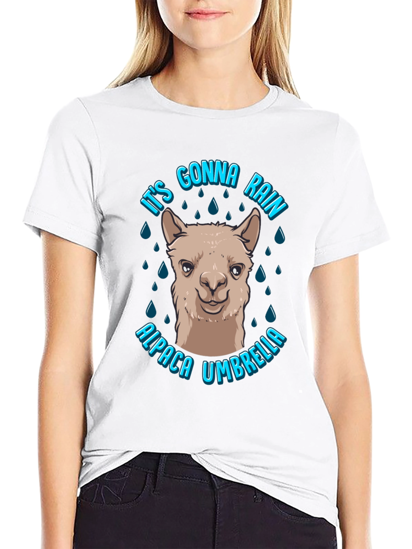 Alpaca Umbrella Graphic T-Shirt - Its Gonna Rain!