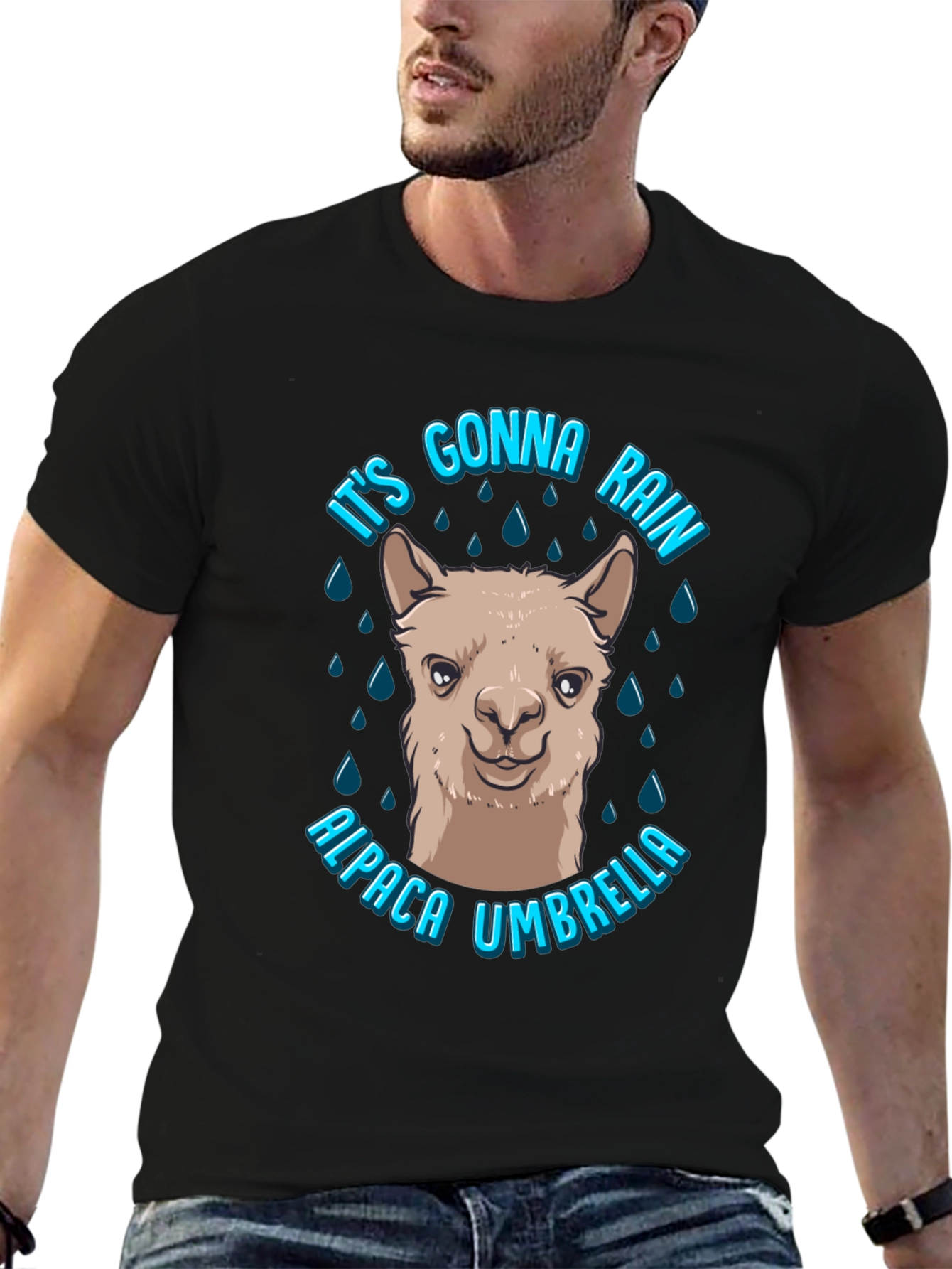 Alpaca Umbrella Graphic T-Shirt - Its Gonna Rain!