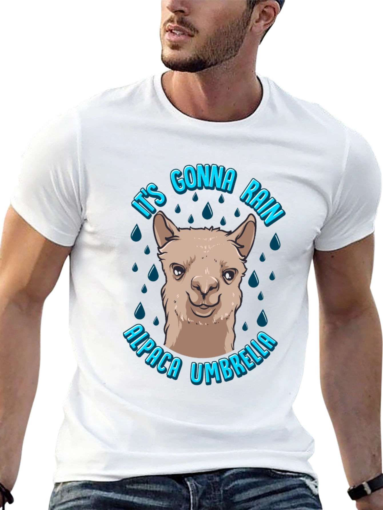 Alpaca Umbrella Graphic T-Shirt - Its Gonna Rain!