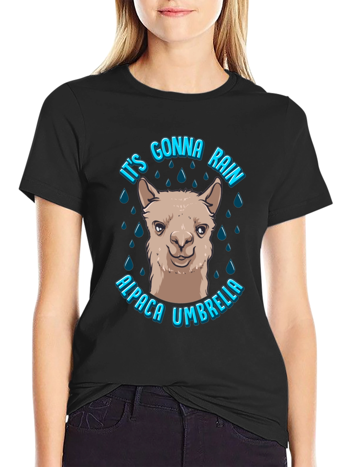 Alpaca Umbrella Graphic T-Shirt - Its Gonna Rain!