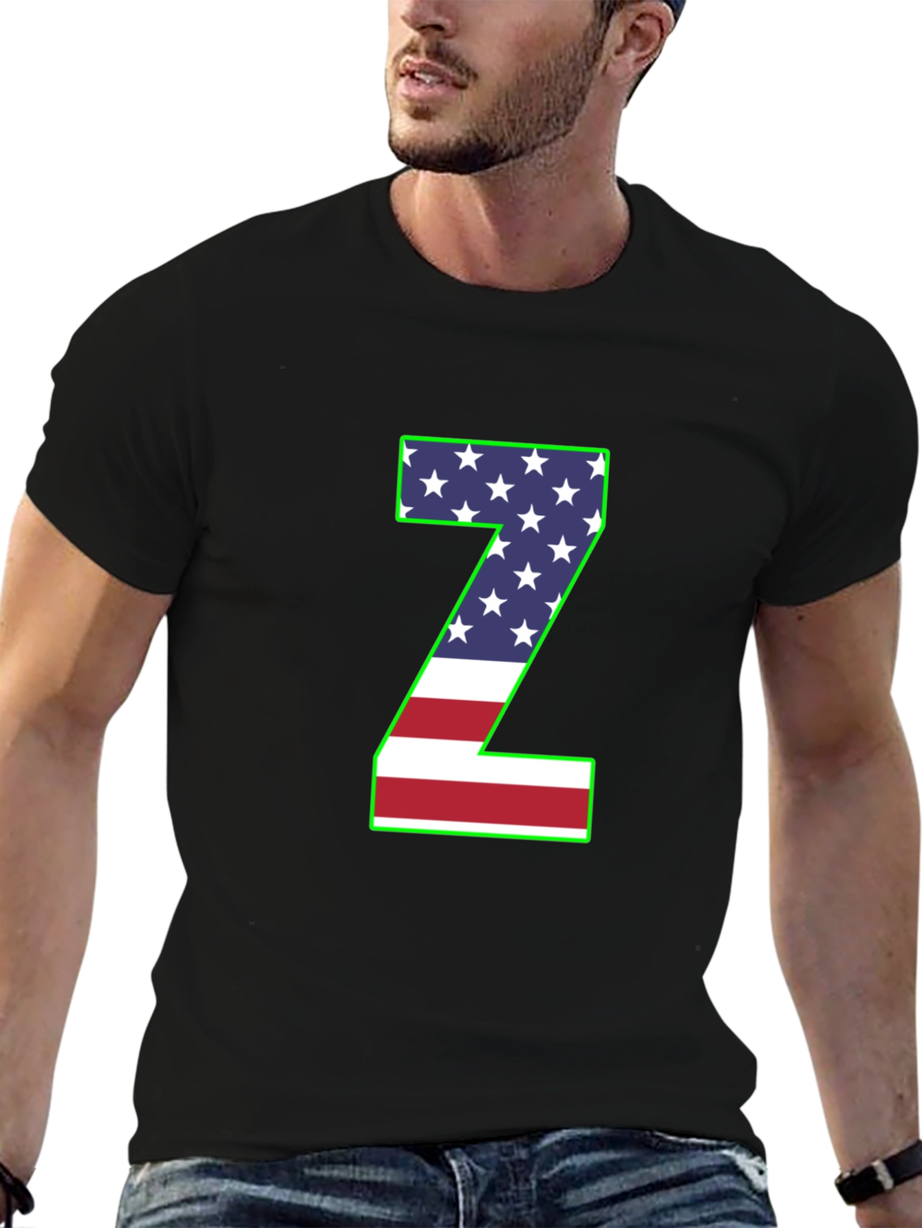 American Flag Z Letter T-Shirt